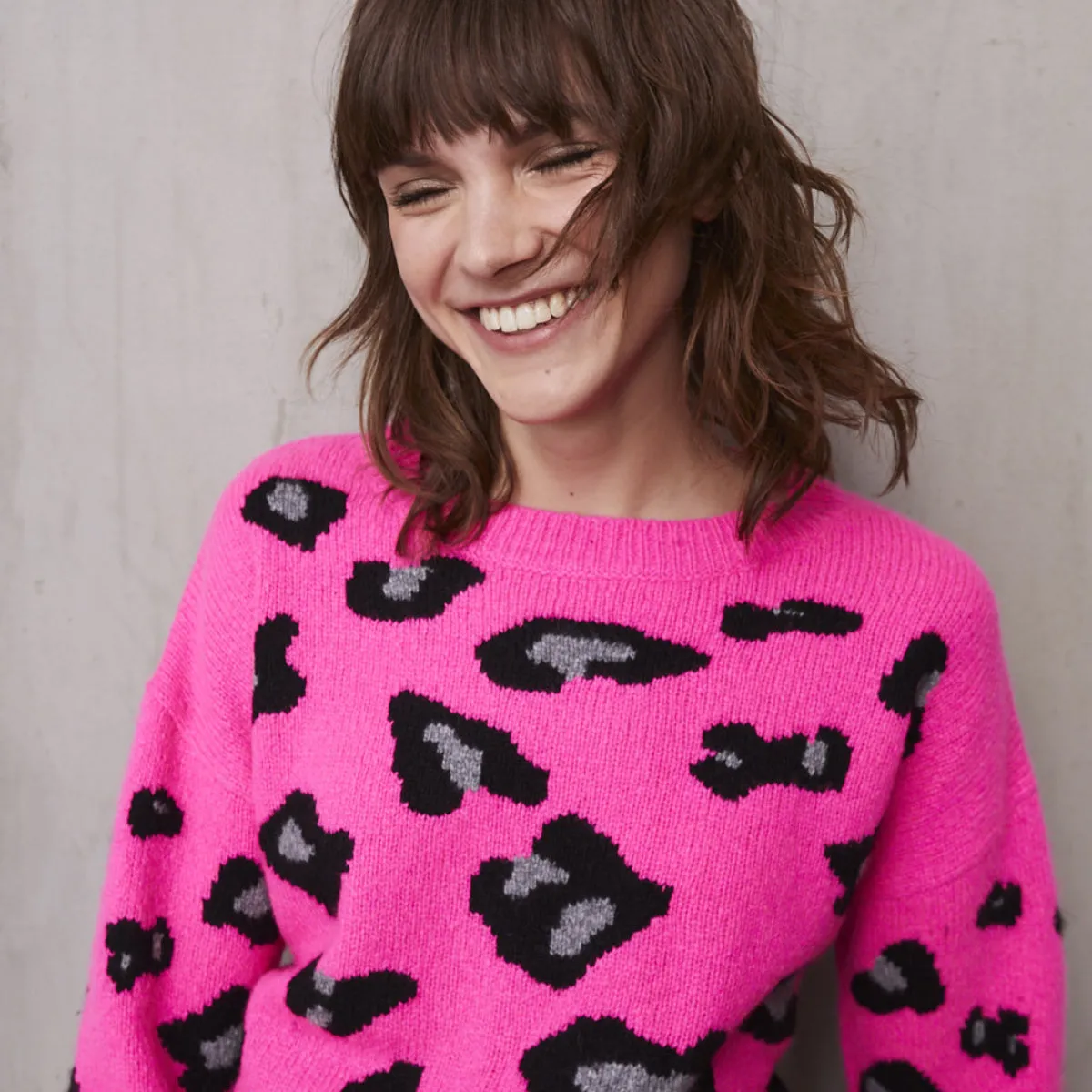 Leopard Crew in Atomic Pink sold by Autumn Cashmere product image thumbnail 2
