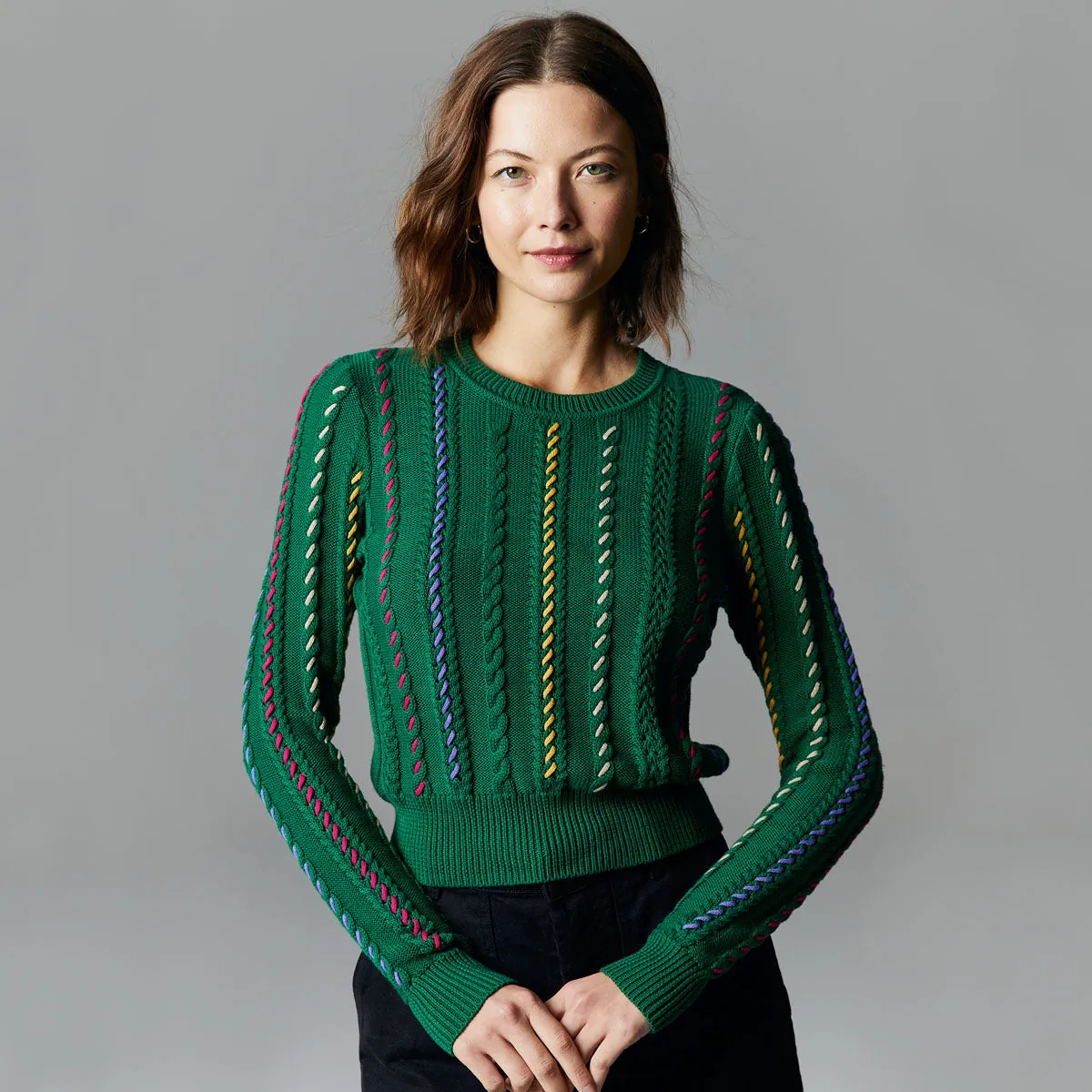 Cable Crew w/ Multi Color Lacing sold by Autumn Cashmere