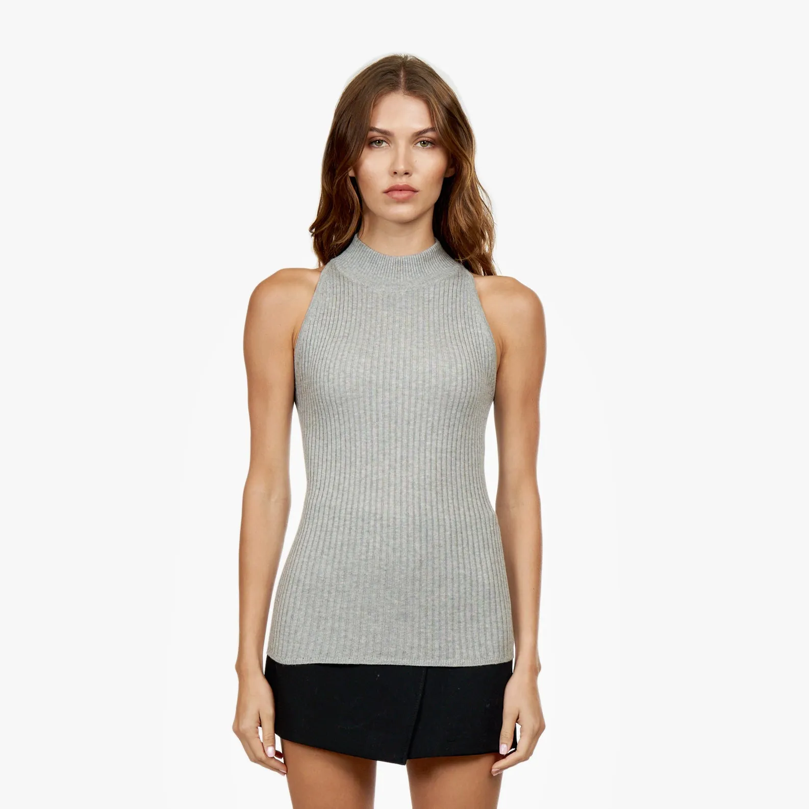 Rib Mock Halter in Sweatshirt sold by Autumn Cashmere