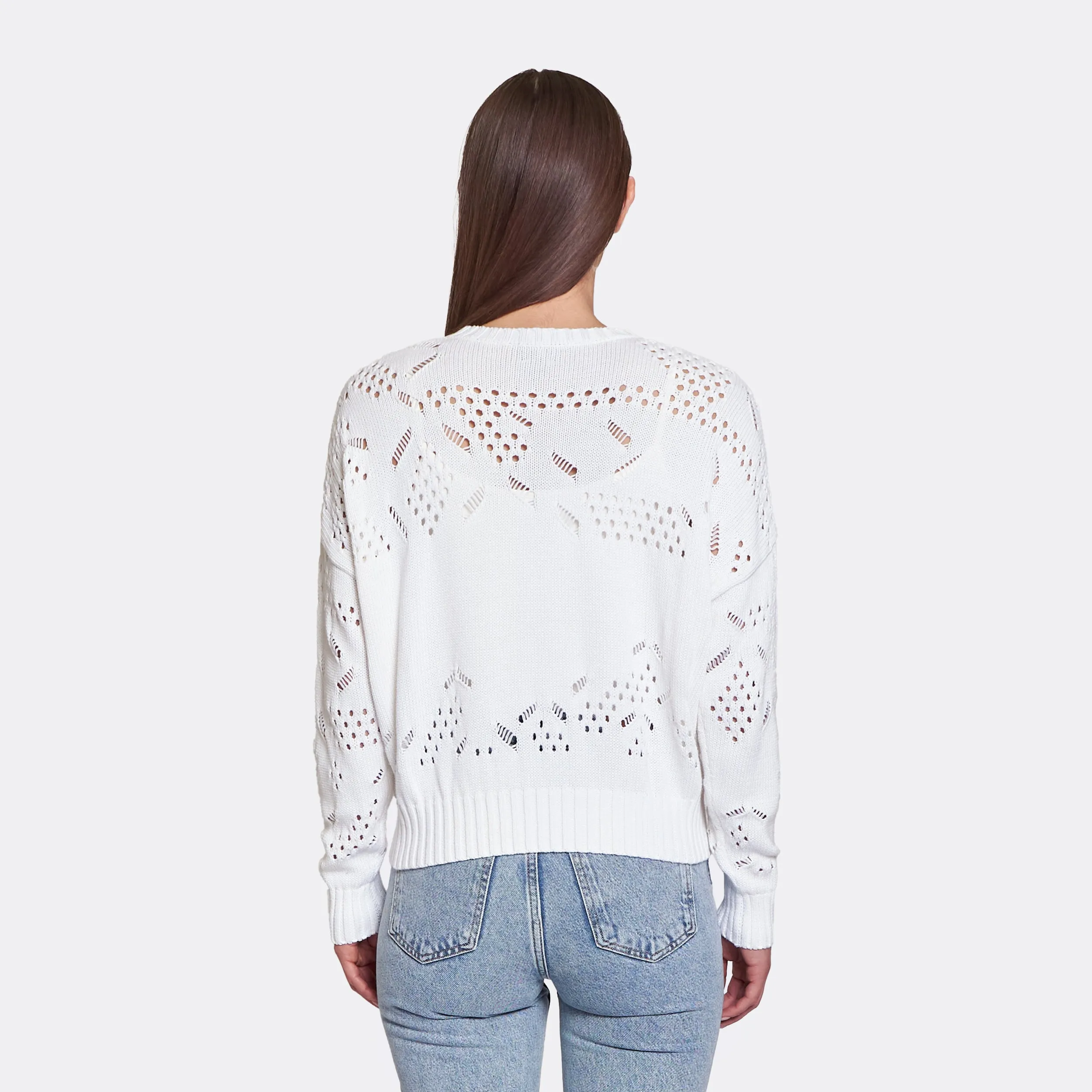 Open Ladder Stitch Boxy Crew in Bleach White sold by Autumn Cashmere product image thumbnail 3