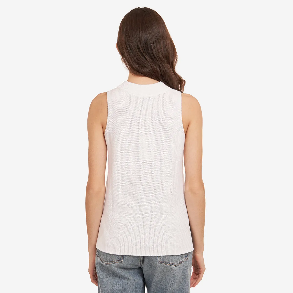 Sleeveless Shaker Crew in White sold by Autumn Cashmere product image thumbnail 3