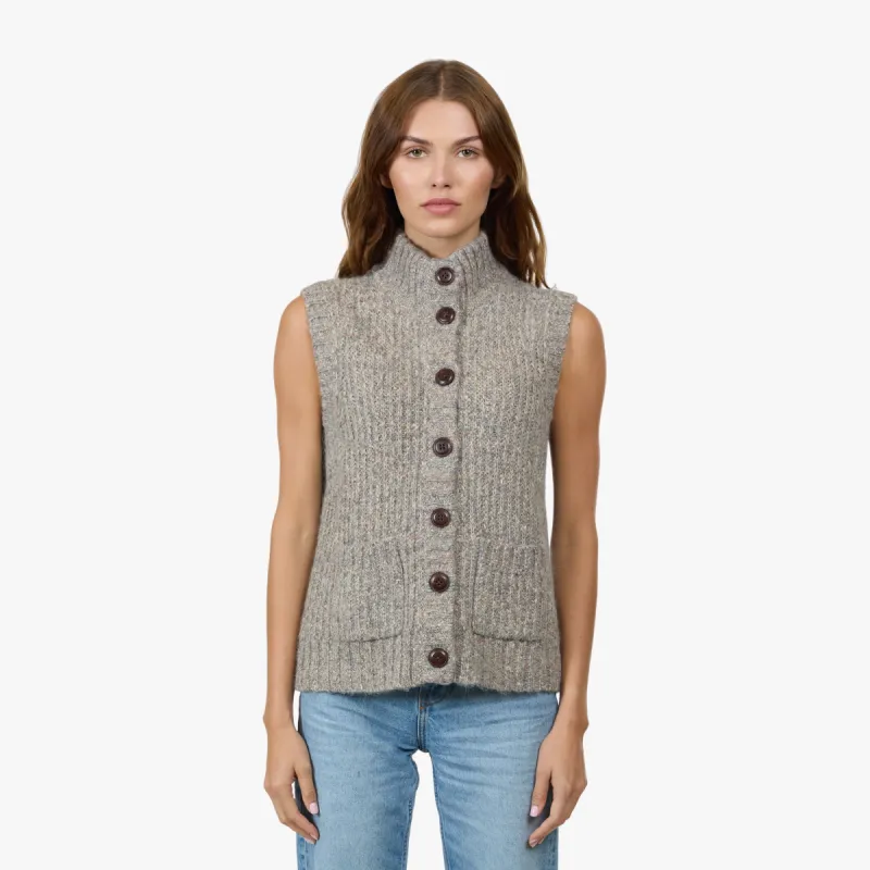 Button Front Mock Neck Vest sold by Autumn Cashmere