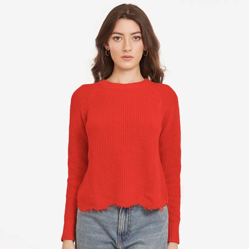 Distressed Scallop Shaker in Apple sold by Autumn Cashmere