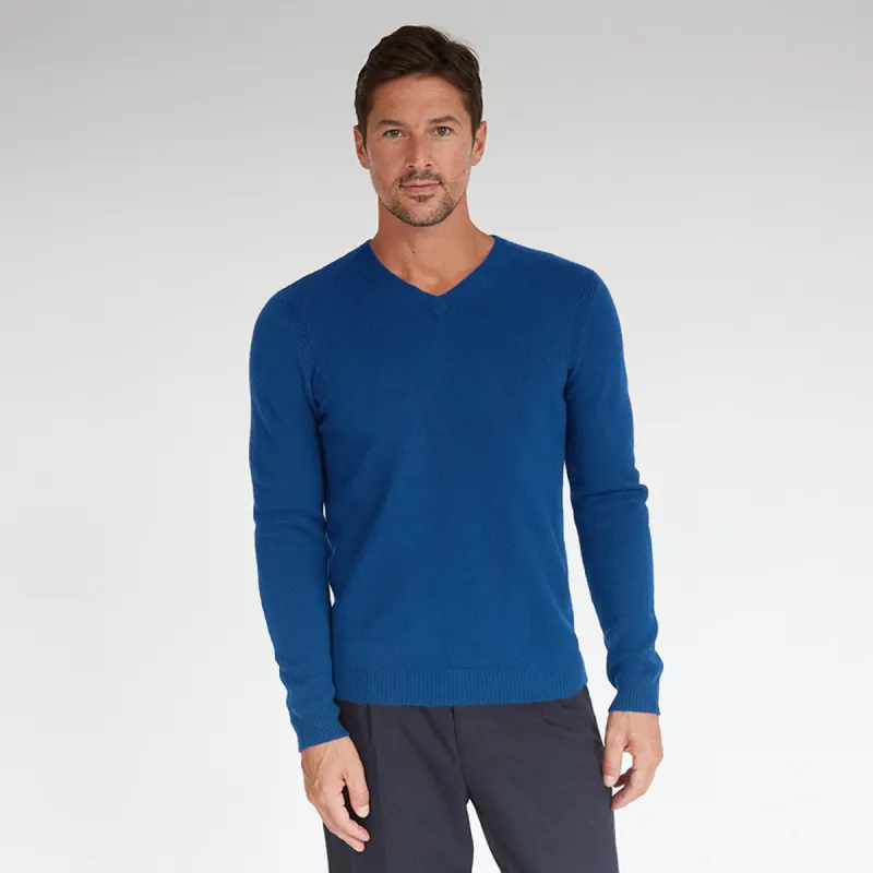 Basic V-Neck in Electric Pale Blue sold by Autumn Cashmere