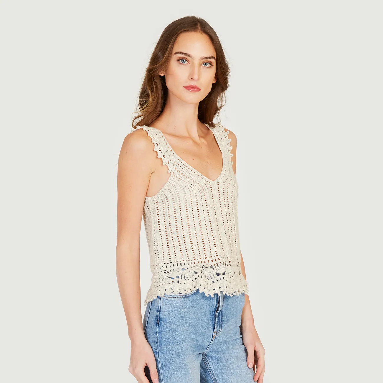 Crochet Cami Top in Hemp sold by Autumn Cashmere product image thumbnail 2
