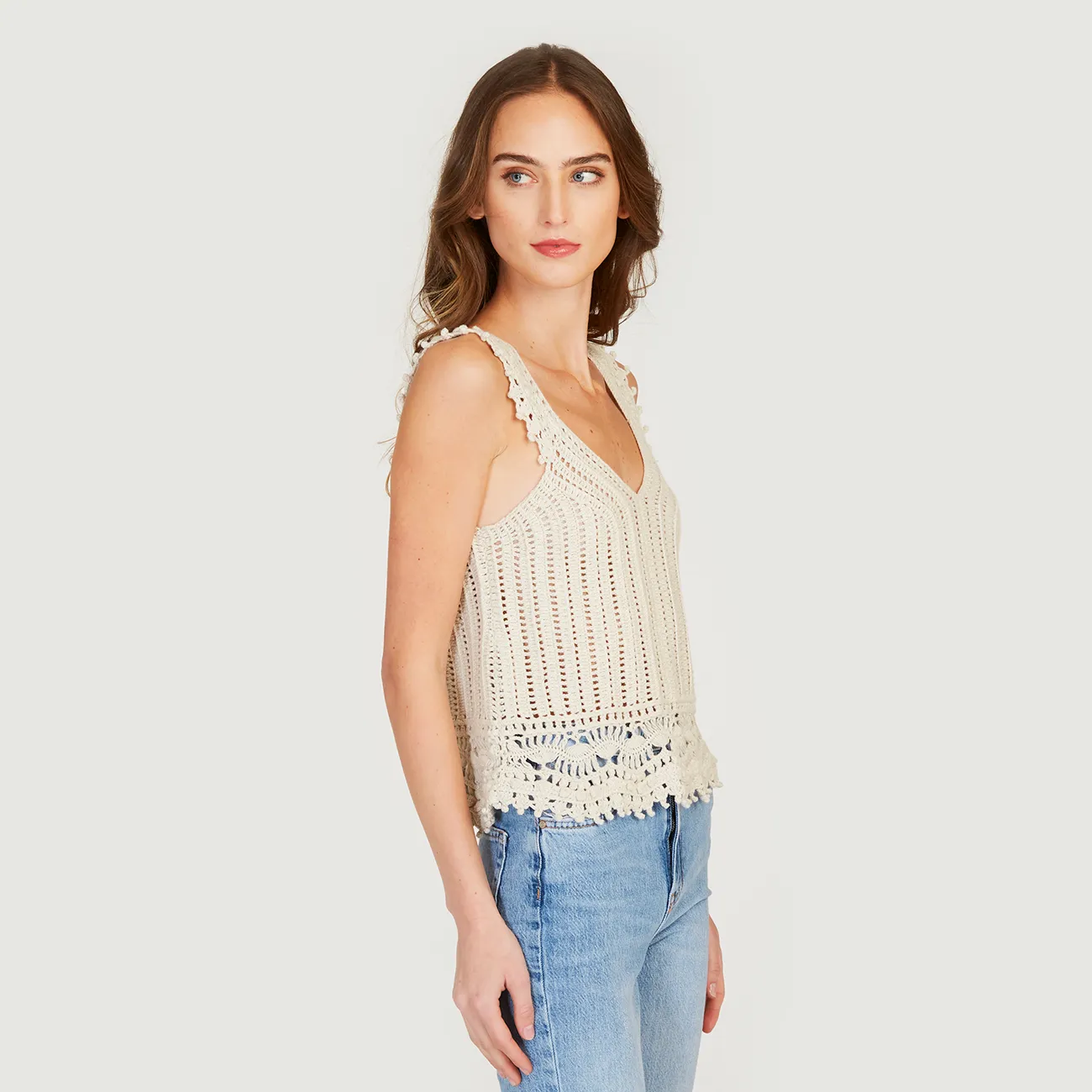 Crochet Cami Top in Hemp sold by Autumn Cashmere product image thumbnail 3