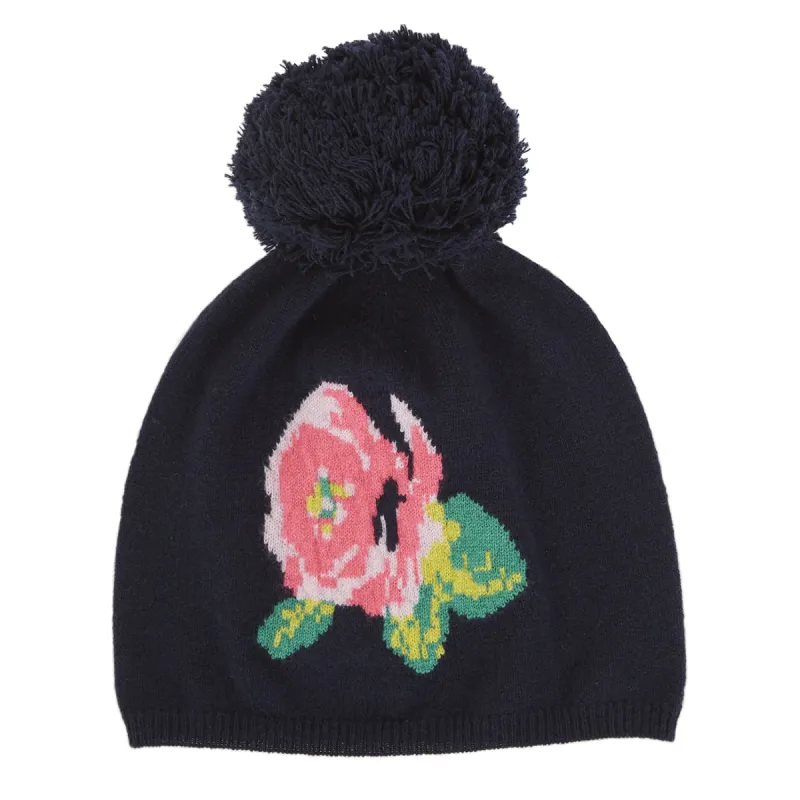 Floral Beanie in Navy Combo sold by Autumn Cashmere