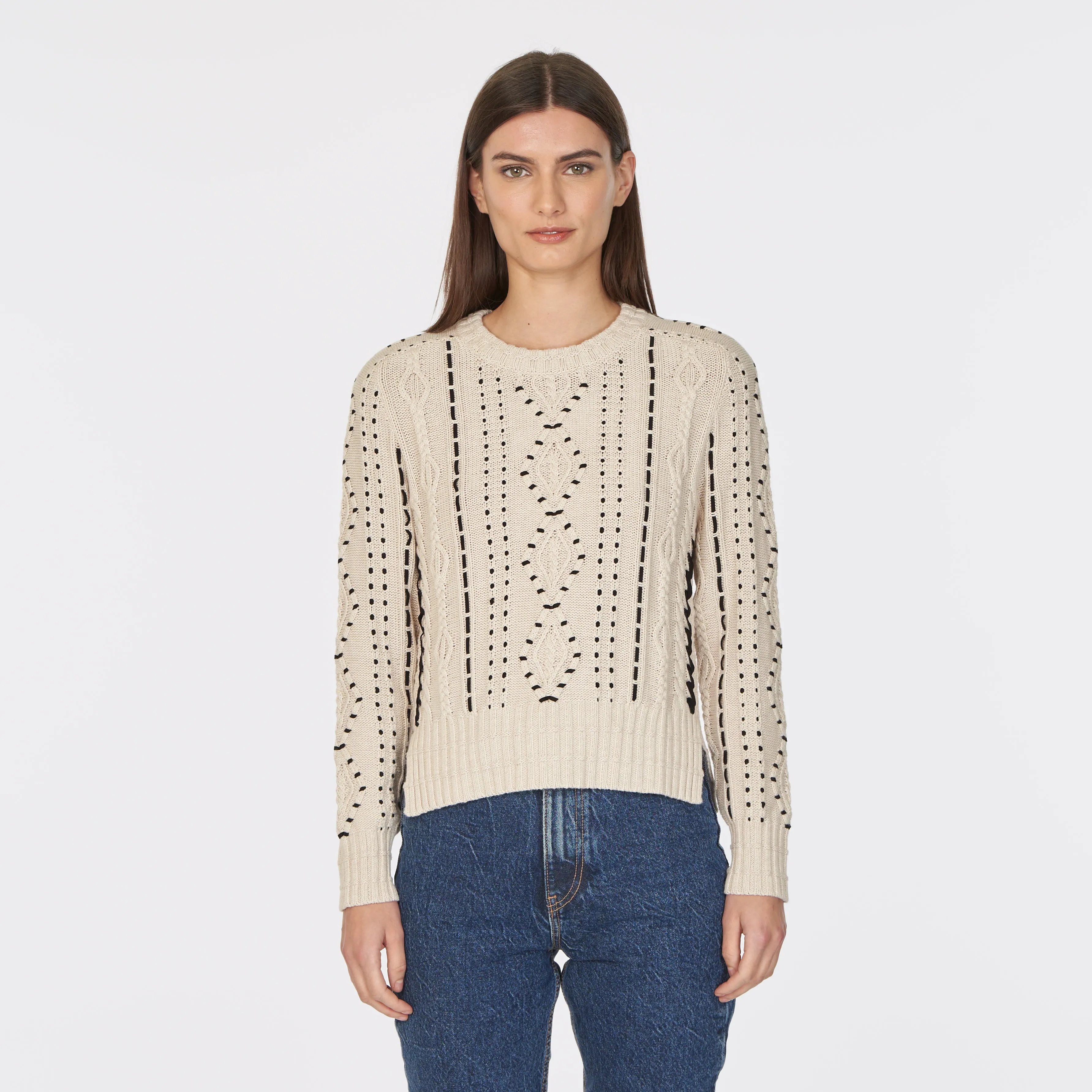 Fisherman Cable w/ Hand Laced Suede sold by Autumn Cashmere