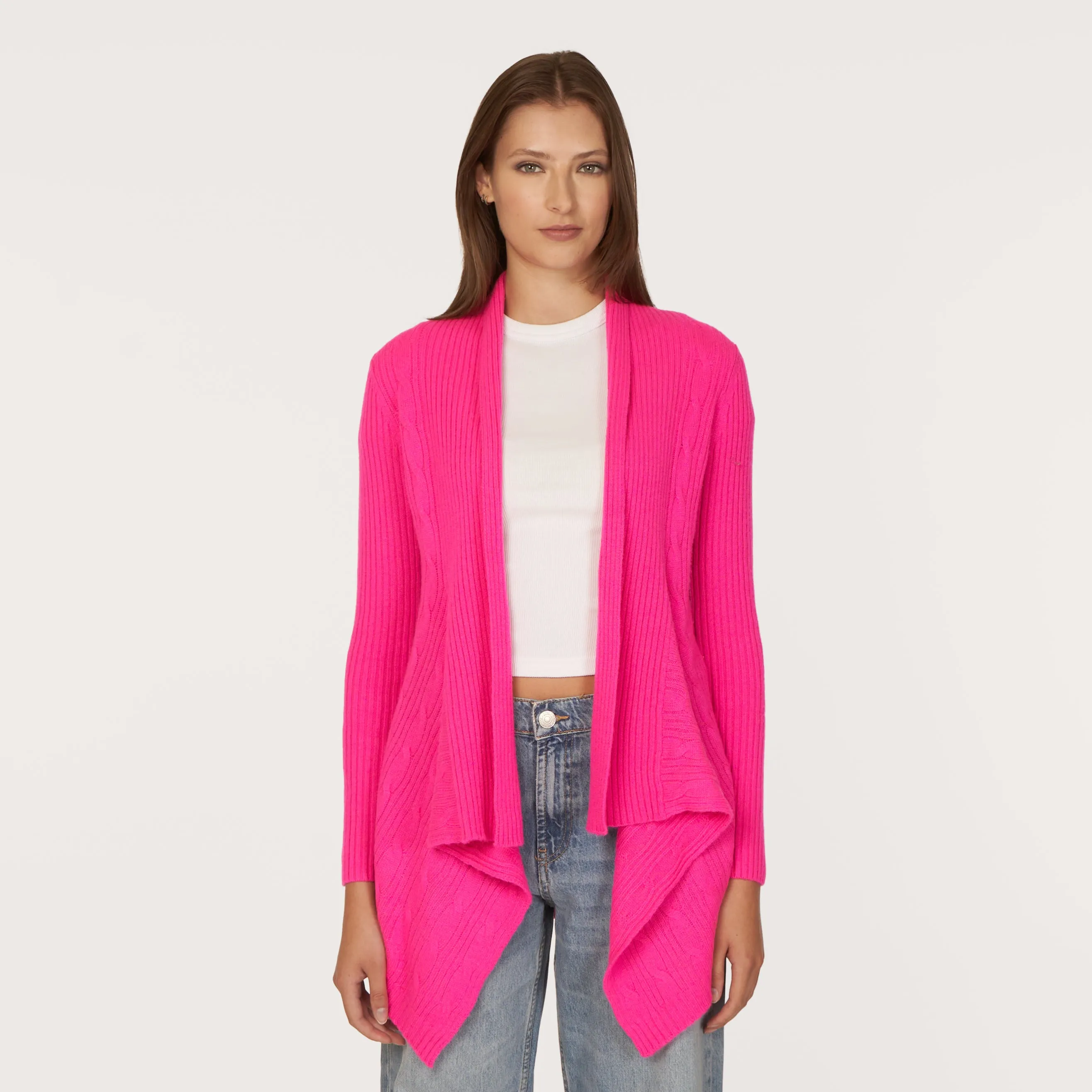 Cable Drape in Hyper Pink sold by Autumn Cashmere