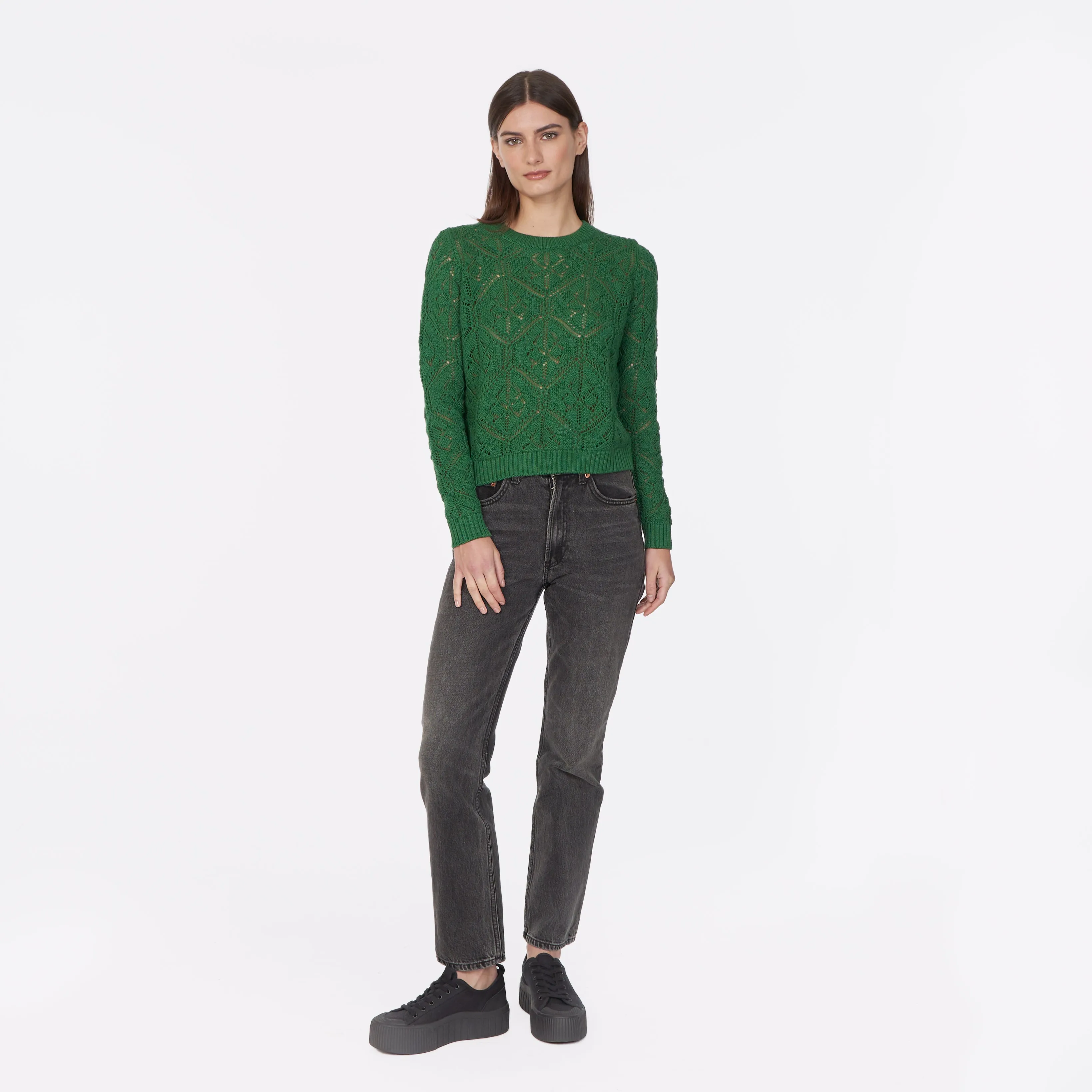Diamond Stitch Open Pointelle Crew sold by Autumn Cashmere product image thumbnail 2