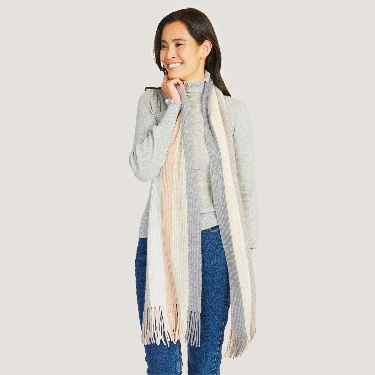 Rainbow Stripe Scarf in Neutral Combo sold by Autumn Cashmere product image thumbnail 3