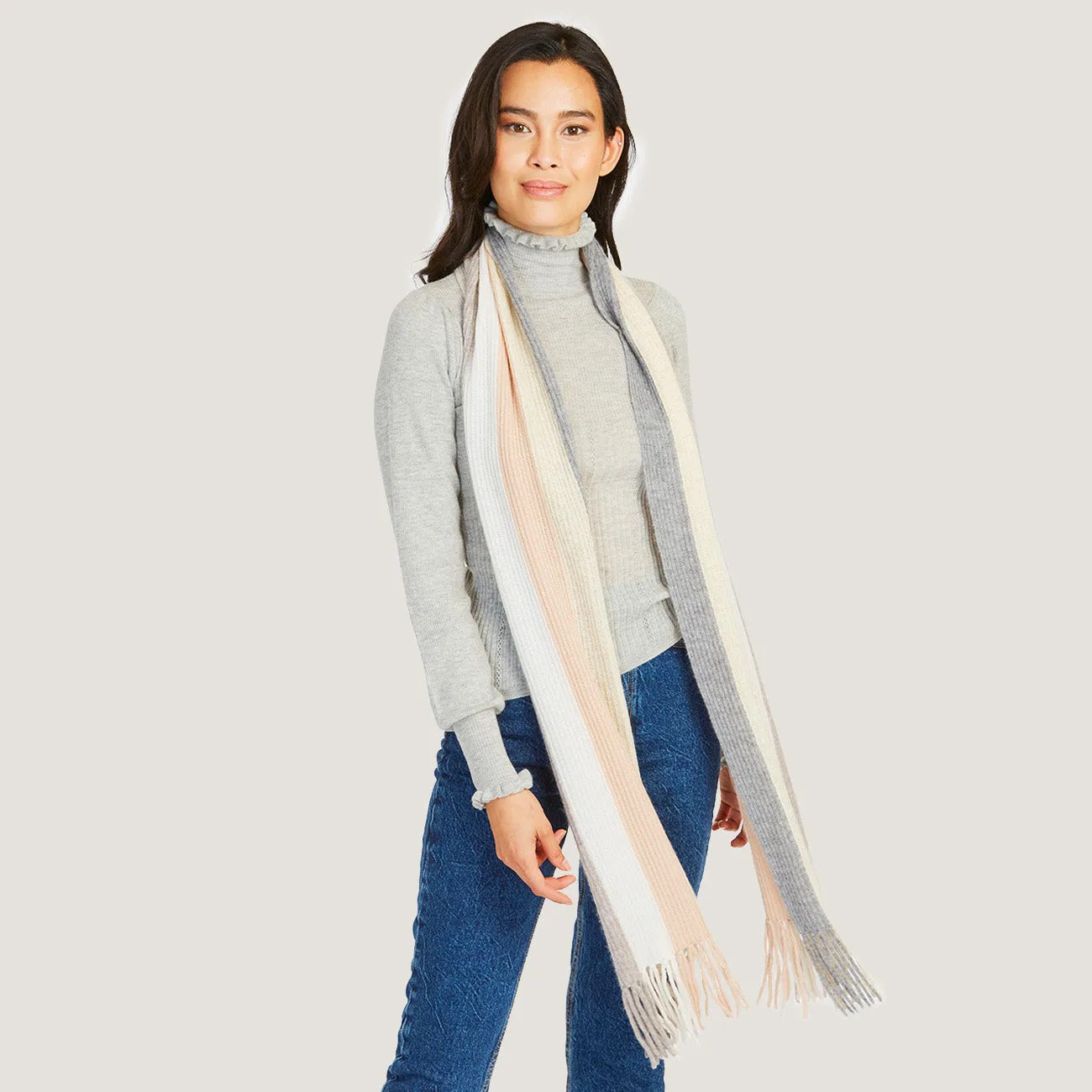 Rainbow Stripe Scarf in Neutral Combo sold by Autumn Cashmere product image thumbnail 2