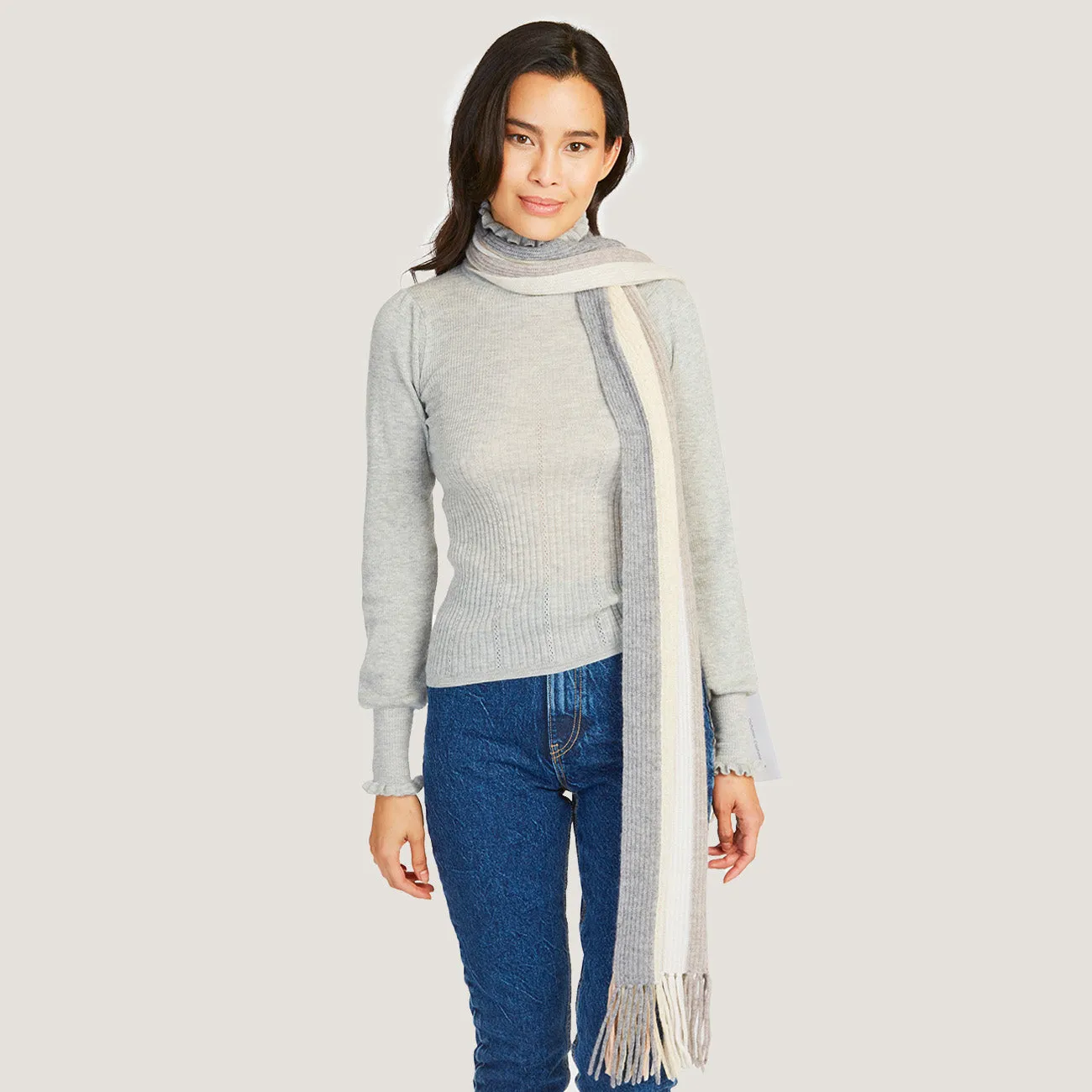 Rainbow Stripe Scarf in Neutral Combo sold by Autumn Cashmere product image thumbnail 4