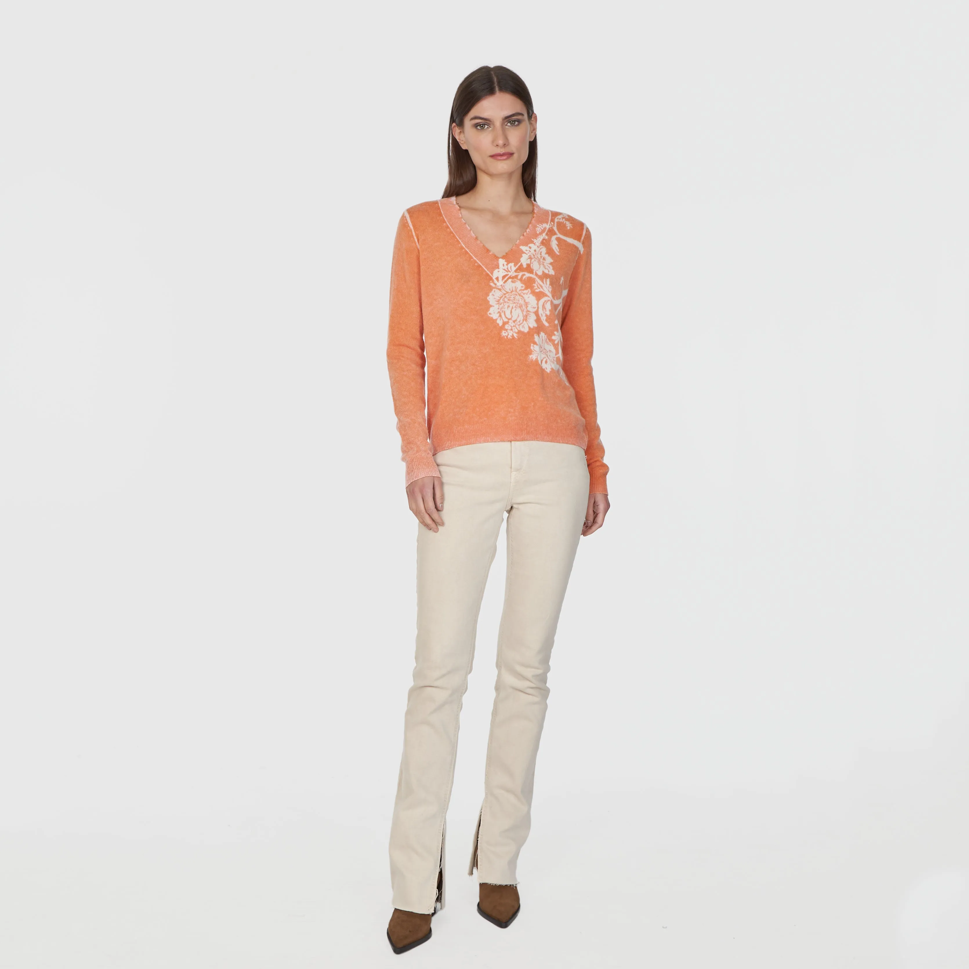 Inked Asymmetric Floral V-Neck sold by Autumn Cashmere product image thumbnail 2