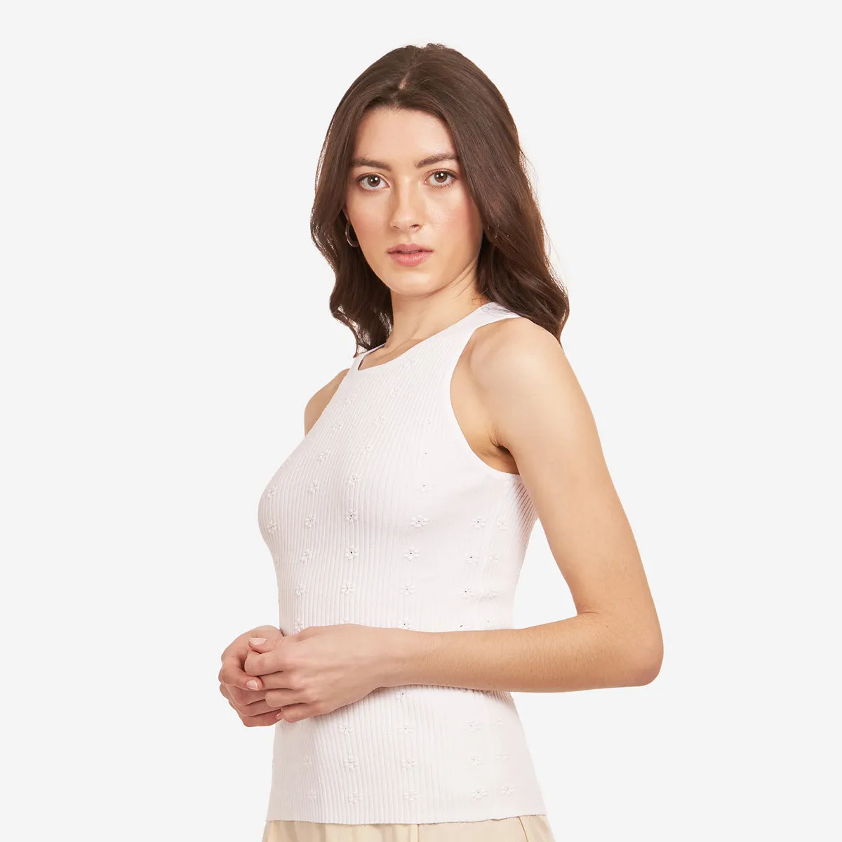 Flower Rib Tank in White sold by Autumn Cashmere product image thumbnail 3
