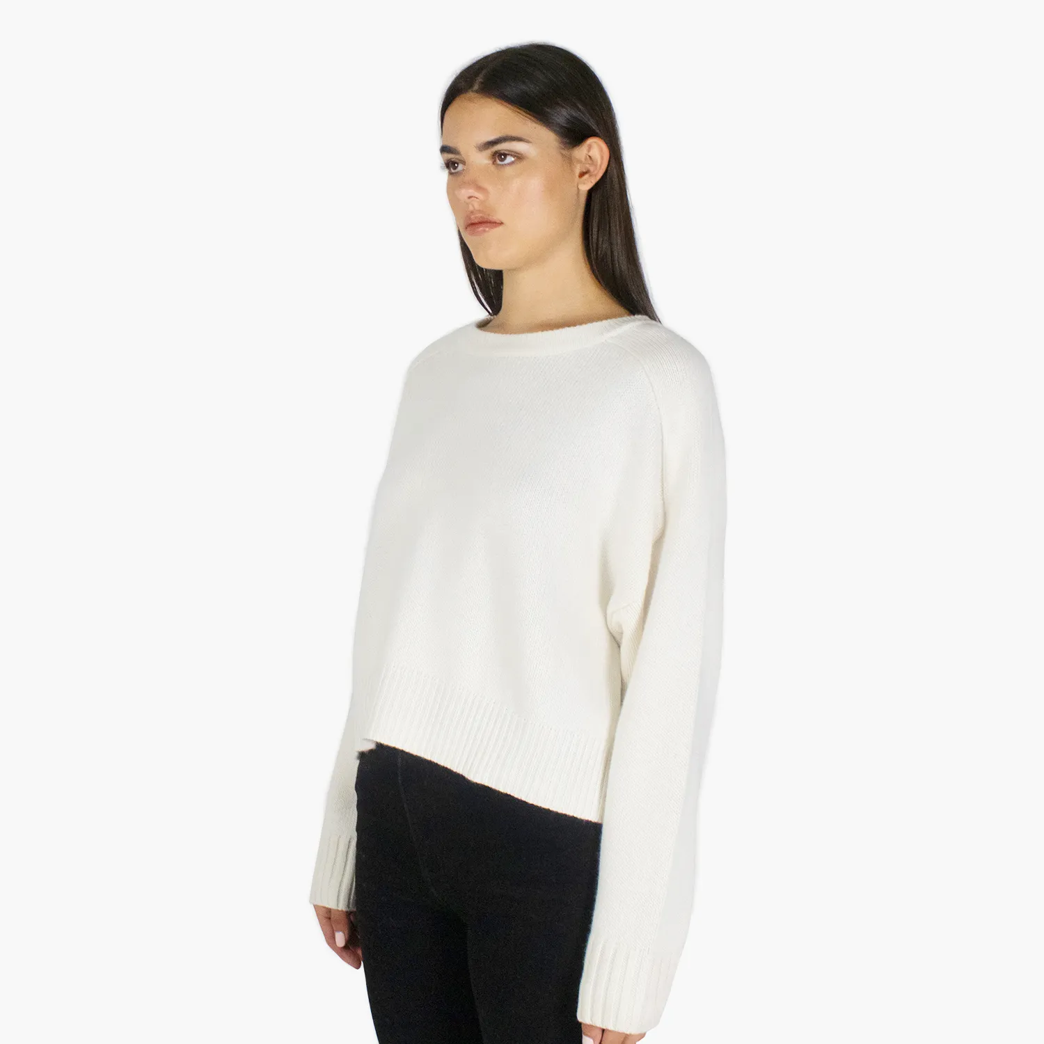 Cropped Boxy Crew Back Yoke in Snow sold by Autumn Cashmere product image thumbnail 3