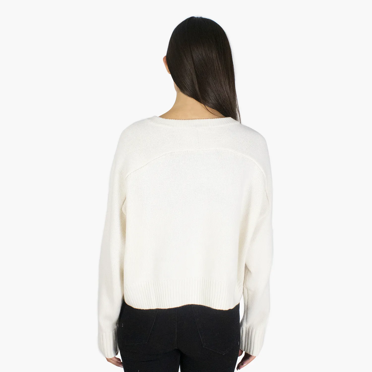 Cropped Boxy Crew Back Yoke in Snow sold by Autumn Cashmere product image thumbnail 4