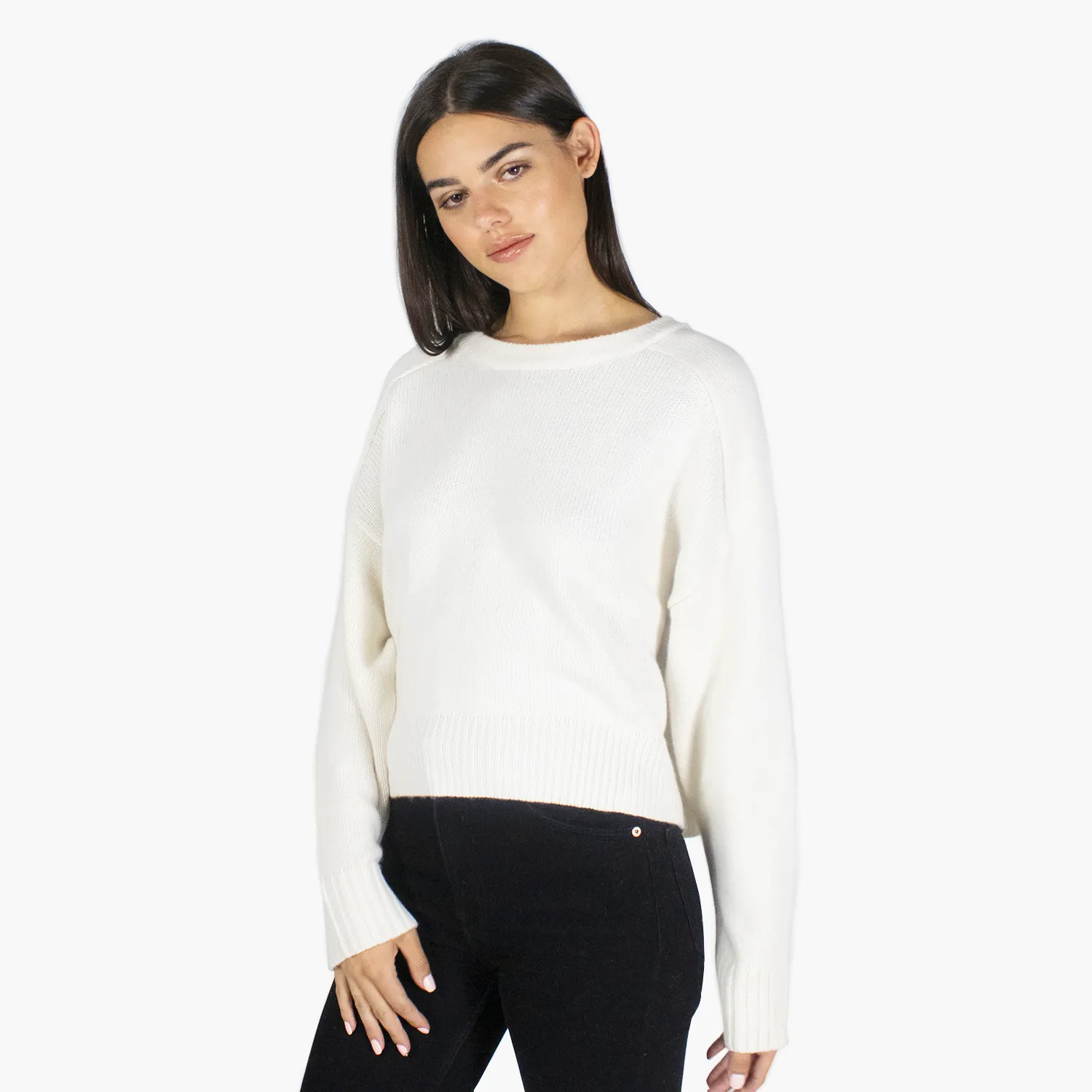 Cropped Boxy Crew Back Yoke in Snow sold by Autumn Cashmere product image thumbnail 2