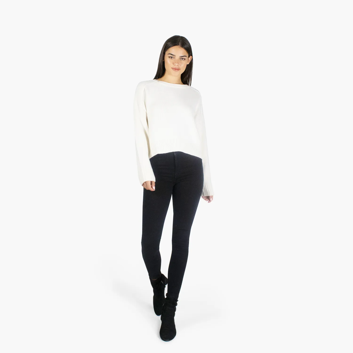 Cropped Boxy Crew Back Yoke in Snow sold by Autumn Cashmere product image thumbnail 5