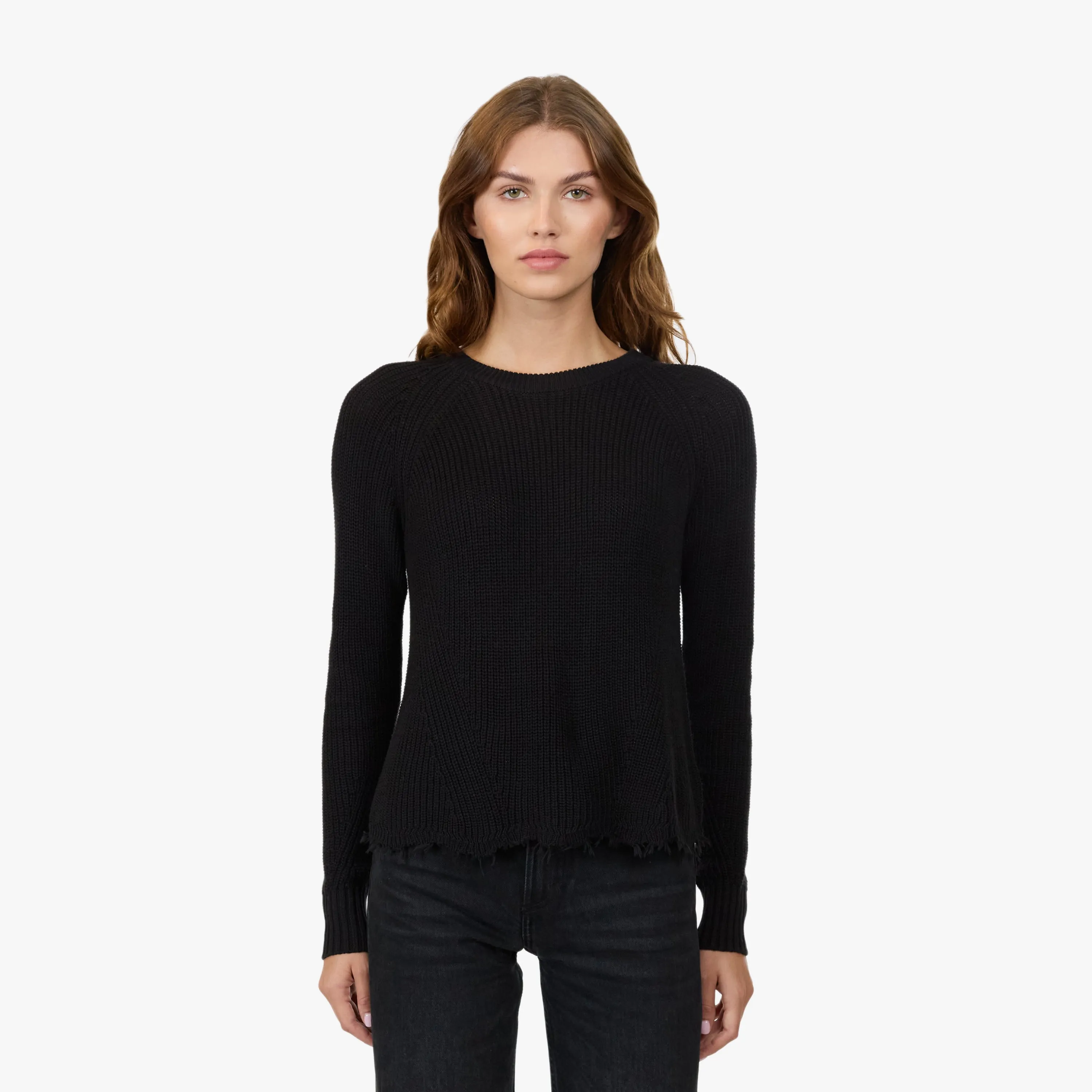 Distressed Scallop Shaker in Black sold by Autumn Cashmere