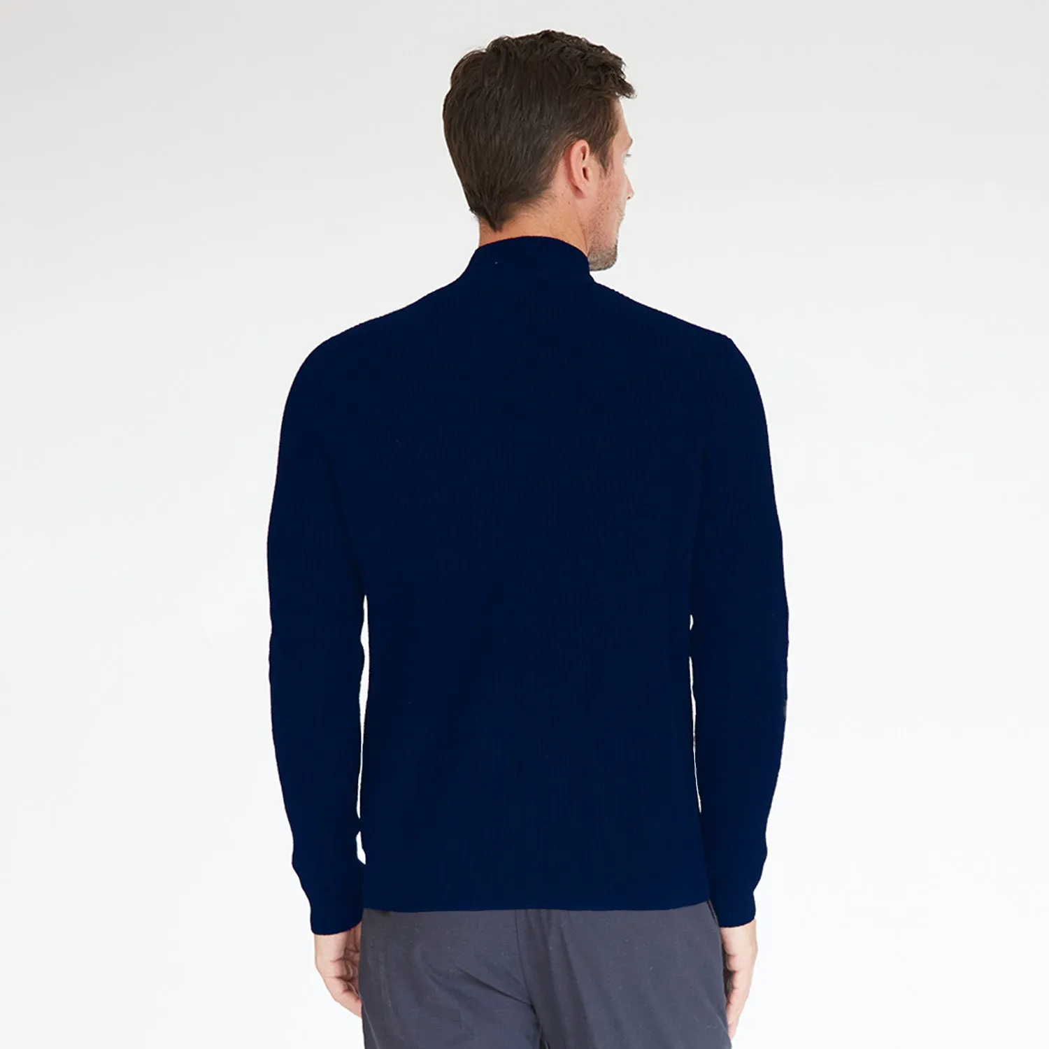 Mock Neck with Shaker Stitch in Navy sold by Autumn Cashmere product image thumbnail 3