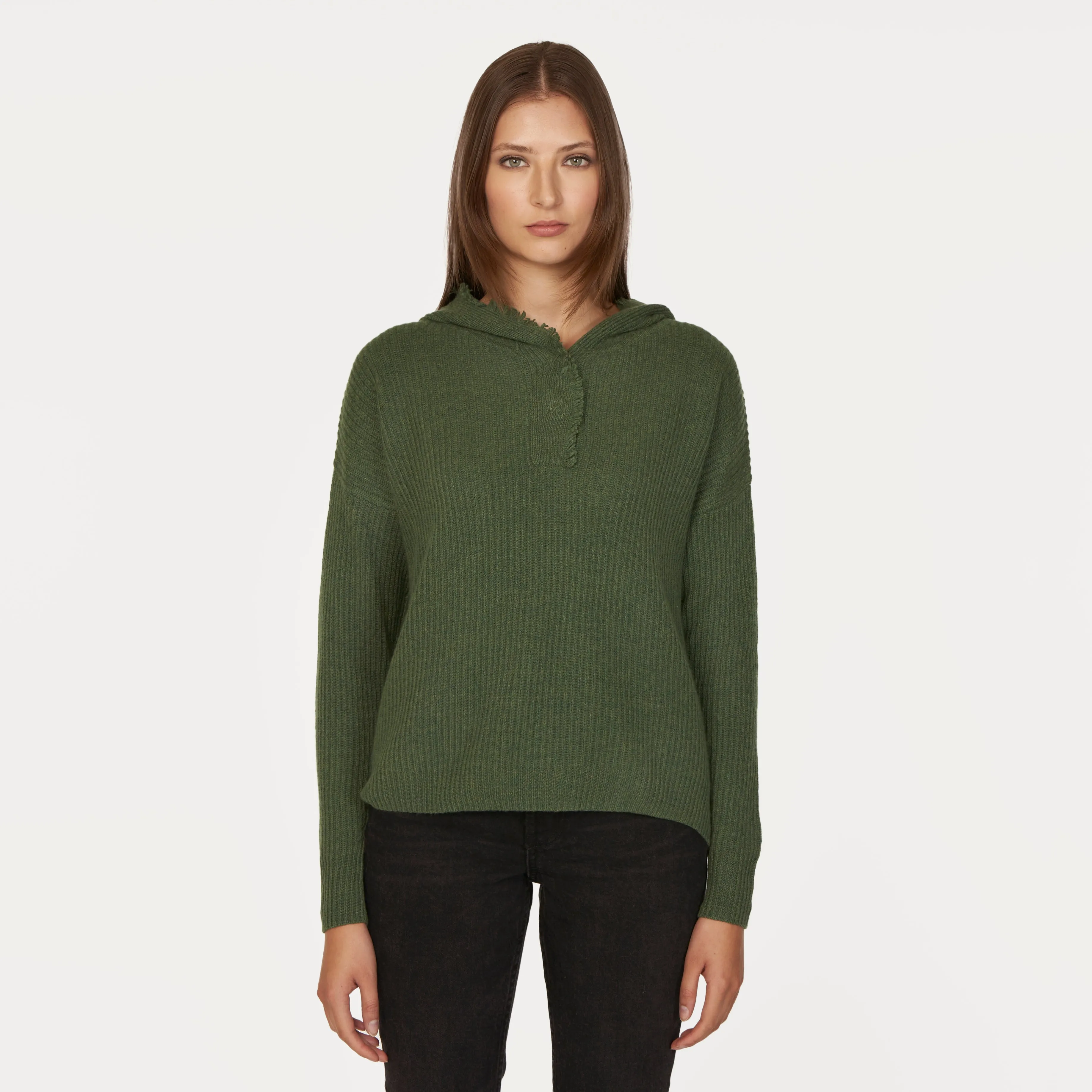 Boxy Shaker Fringe Hoodie W/ Snaps in Pickle sold by Autumn Cashmere product image thumbnail 3