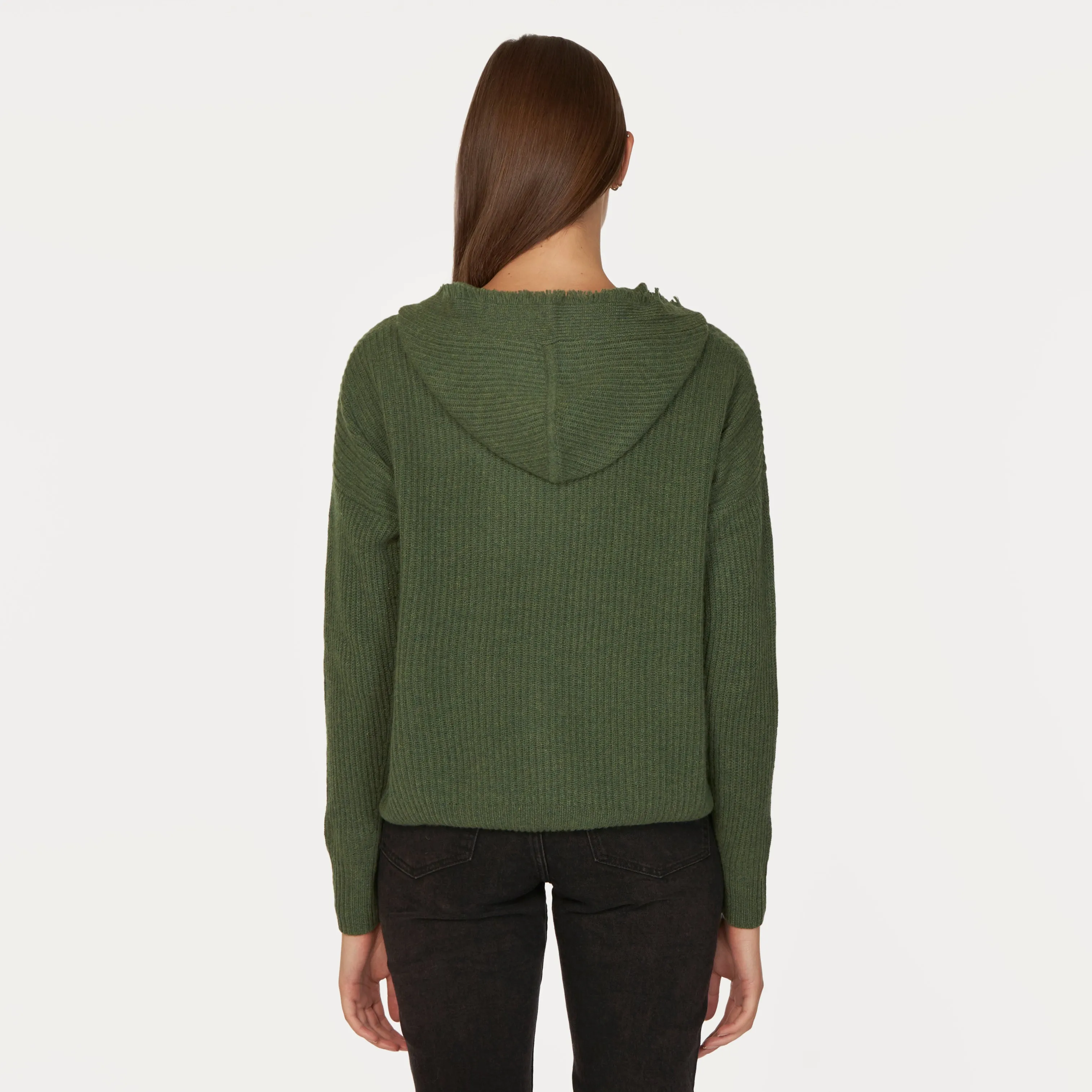 Boxy Shaker Fringe Hoodie W/ Snaps in Pickle sold by Autumn Cashmere product image thumbnail 4