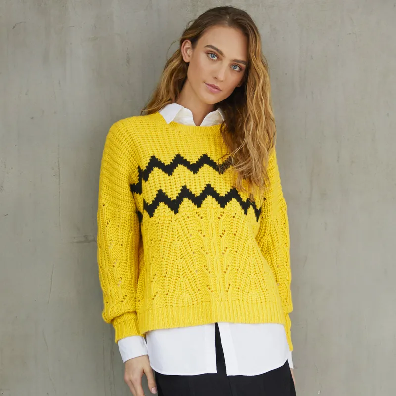 Cable Zig Zag Crew sold by Autumn Cashmere