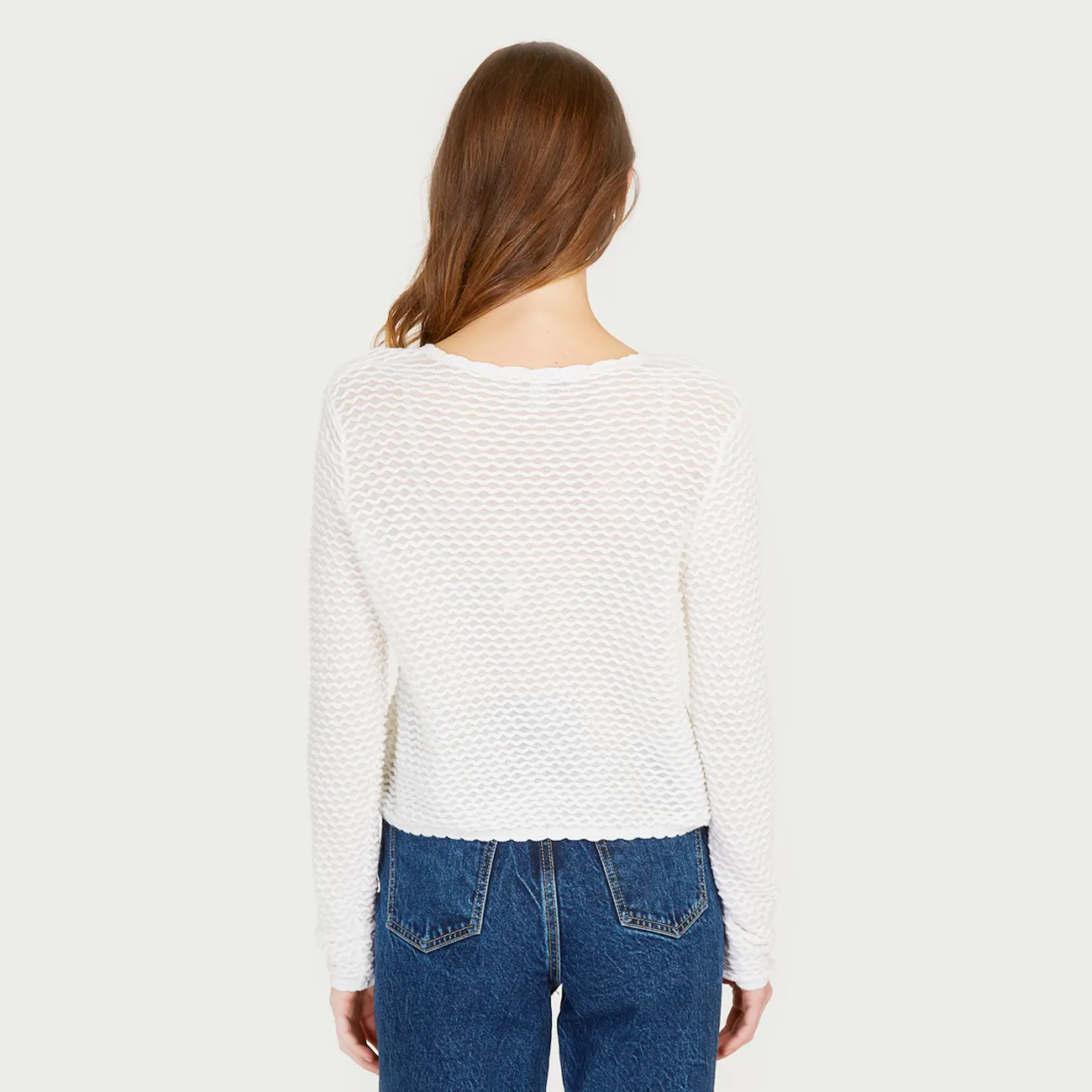Shadow Diamond Pattern Crew in White sold by Autumn Cashmere product image thumbnail 5