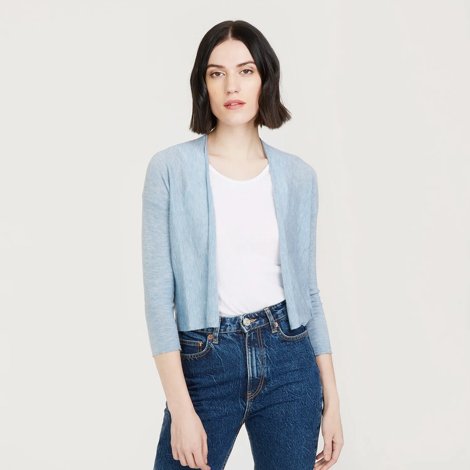 Easy Crop Cardigan in Workwear sold by Autumn Cashmere