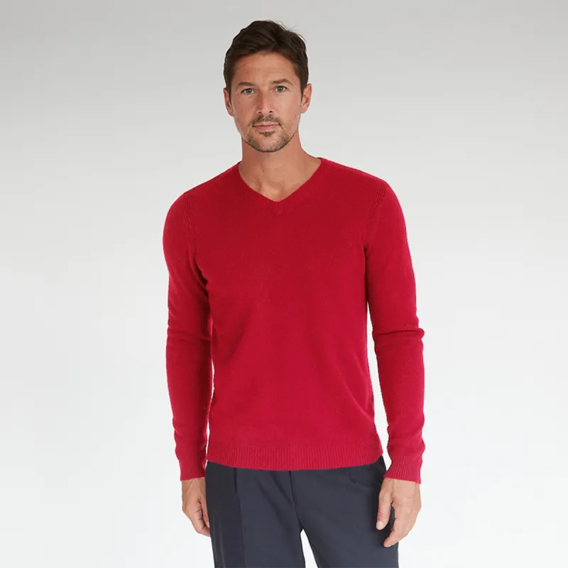 Basic V-Neck in Red sold by Autumn Cashmere