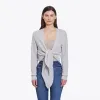 Tie Front Rib Cardigan in Cinderblock sold by Autumn Cashmere