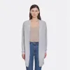 Tie Front Rib Cardigan in Cinderblock sold by Autumn Cashmere