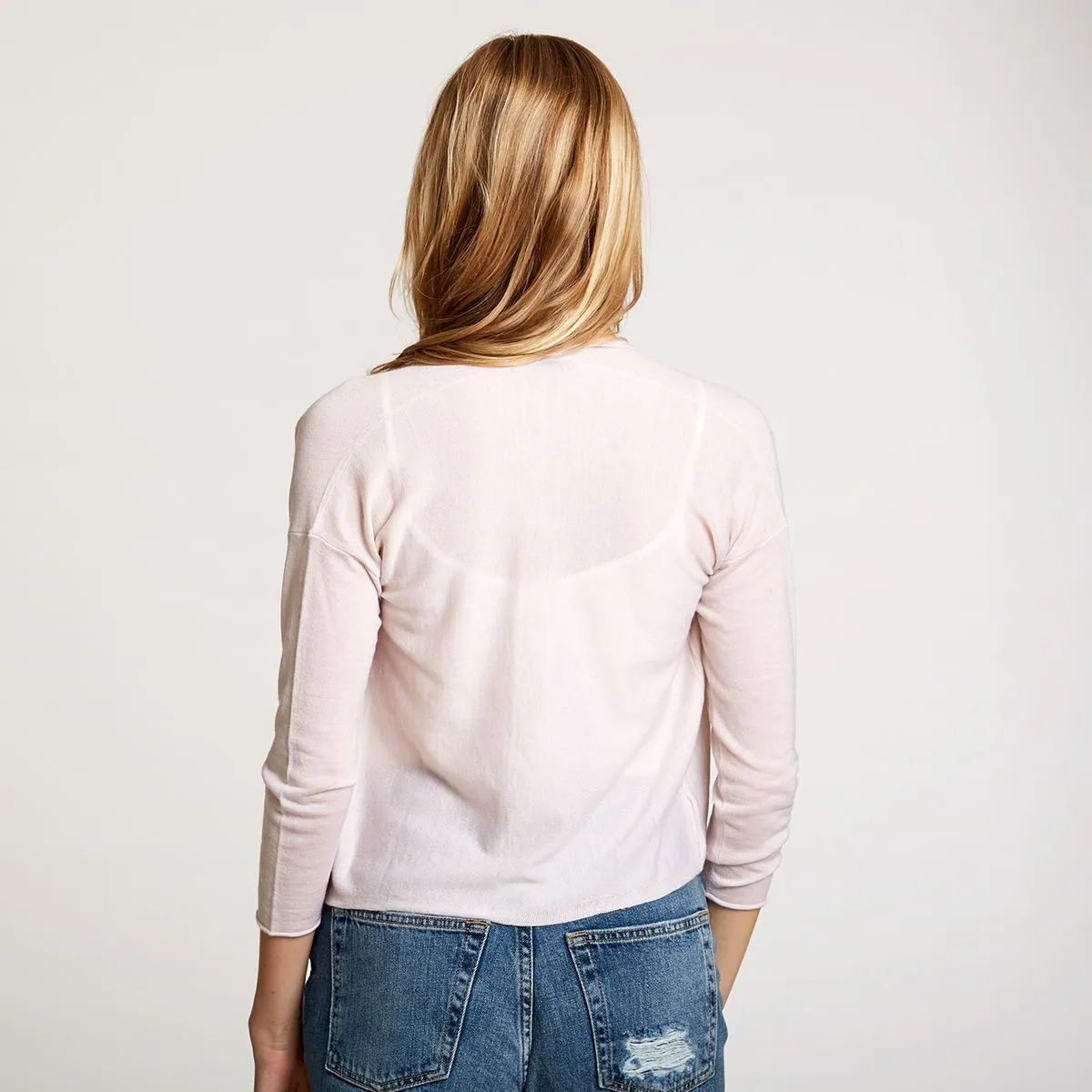Easy Crop Cardigan in Toeshoe Pink sold by Autumn Cashmere product image thumbnail 3