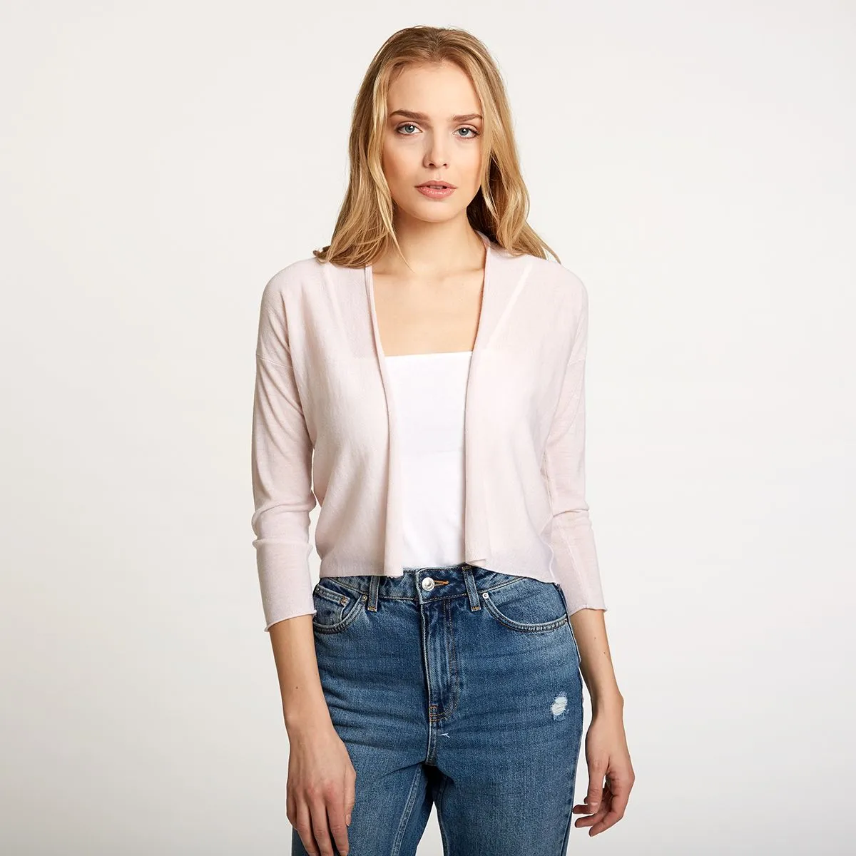 Easy Crop Cardigan in Toeshoe Pink sold by Autumn Cashmere product image thumbnail 4