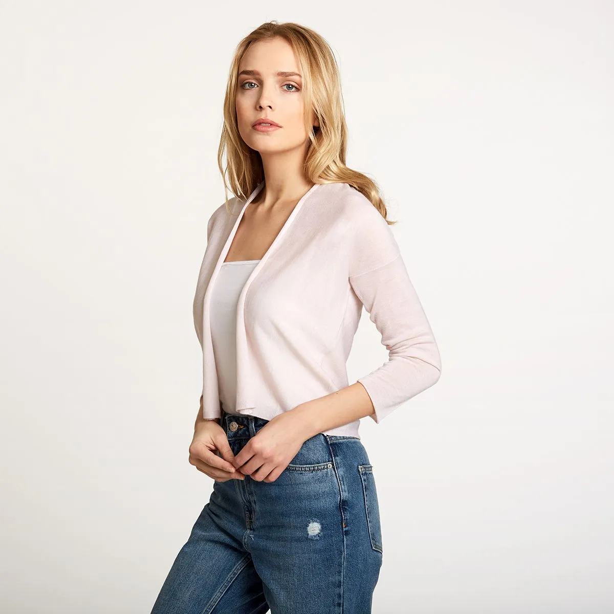 Easy Crop Cardigan in Toeshoe Pink sold by Autumn Cashmere product image thumbnail 2