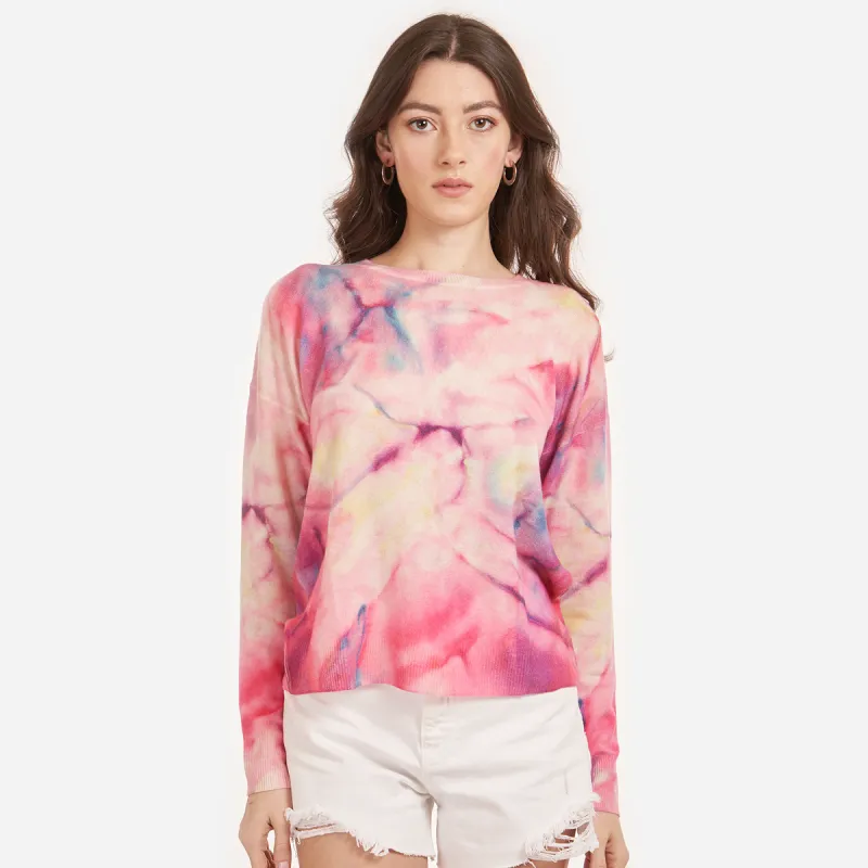 Pastel Marble Print Crew sold by Autumn Cashmere