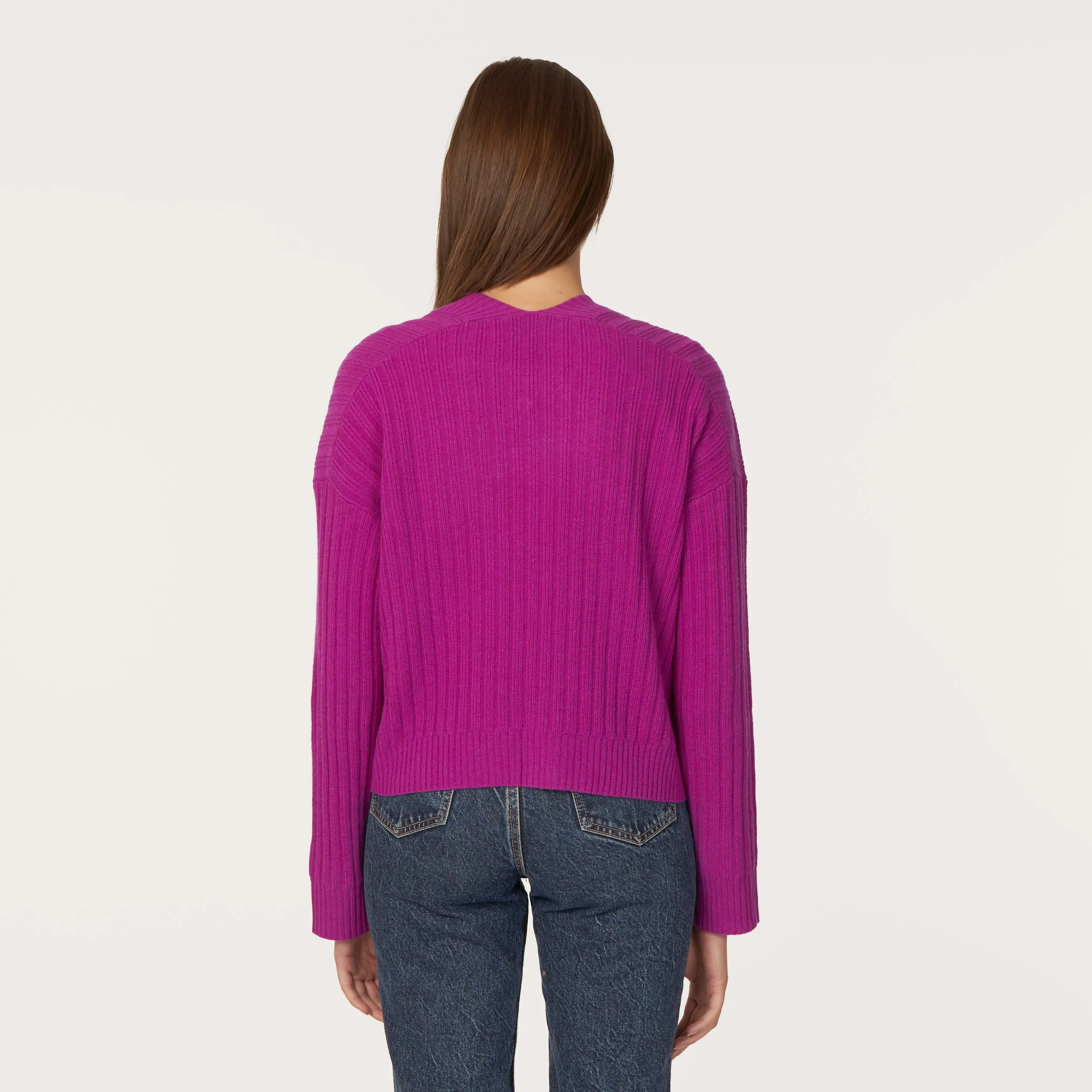 Rib Open Front Shrug in Hollyhock sold by Autumn Cashmere product image thumbnail 4