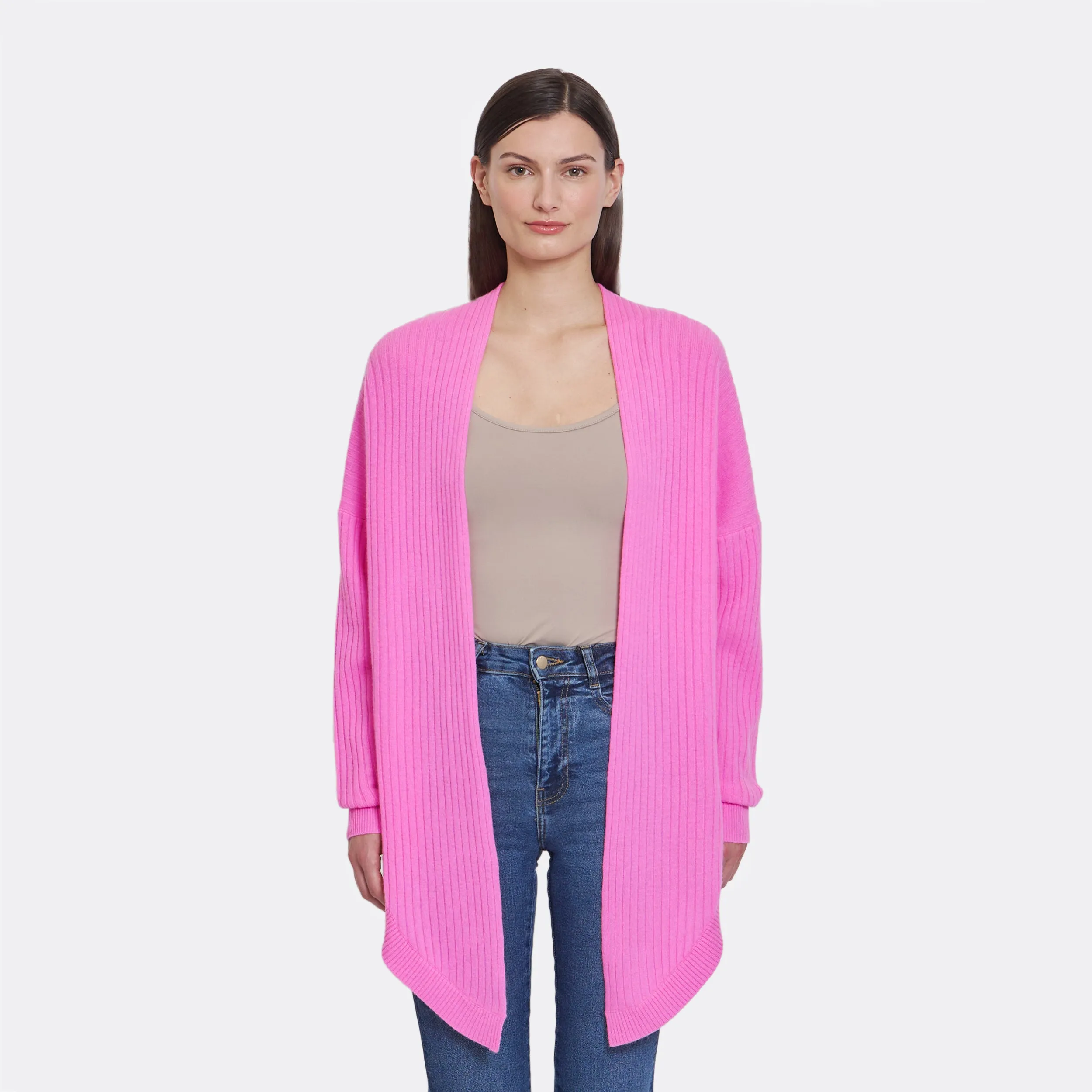 Tie Front Rib Cardigan in Raspberry sold by Autumn Cashmere product image thumbnail 3