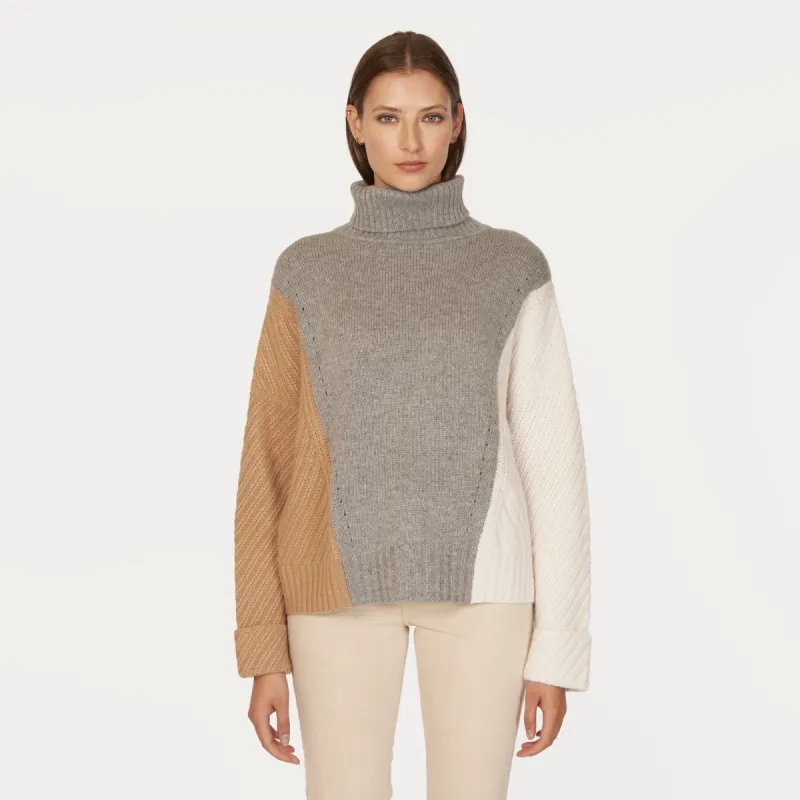 Color Block Cuffed Turtleneck sold by Autumn Cashmere