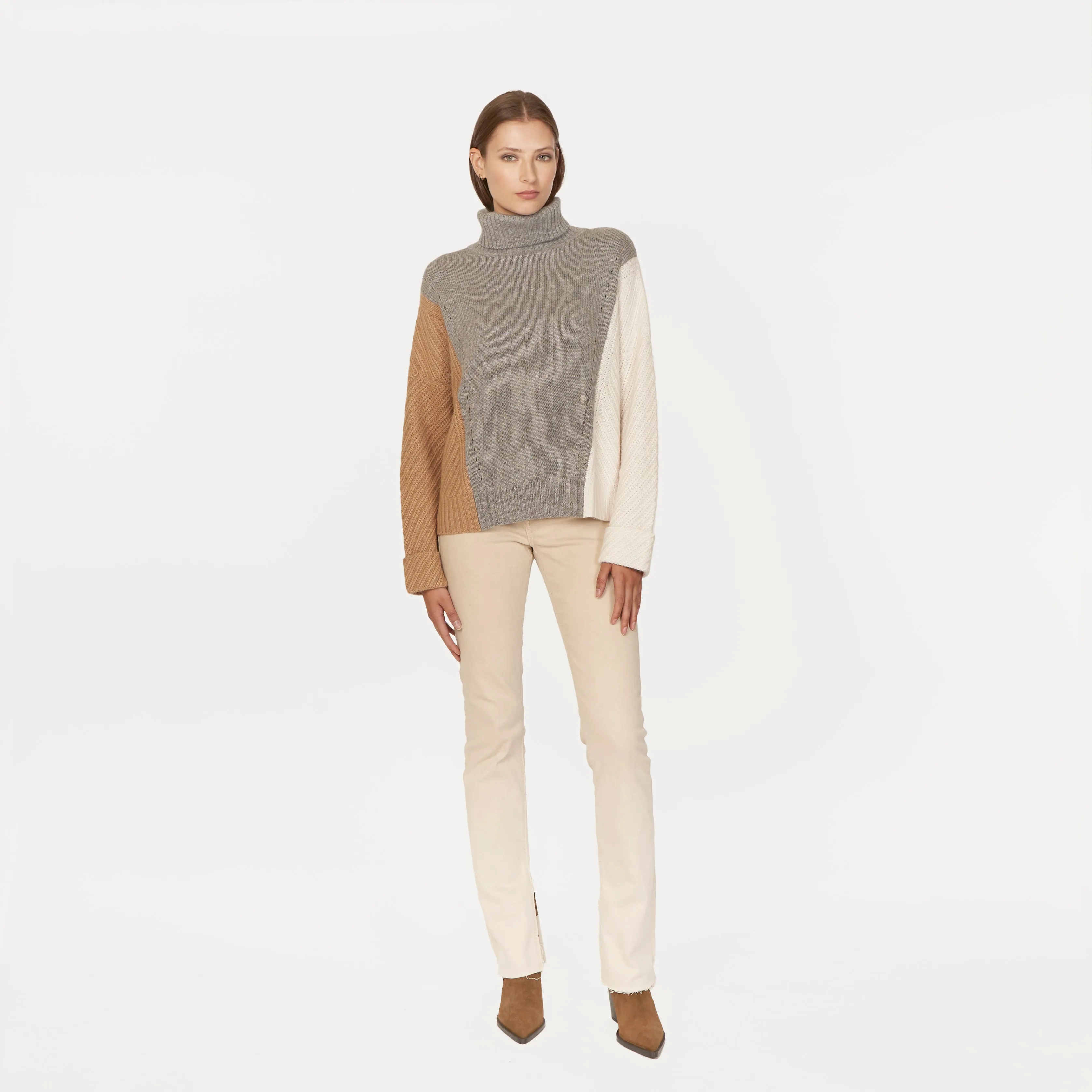 Color Block Cuffed Turtleneck sold by Autumn Cashmere product image thumbnail 4