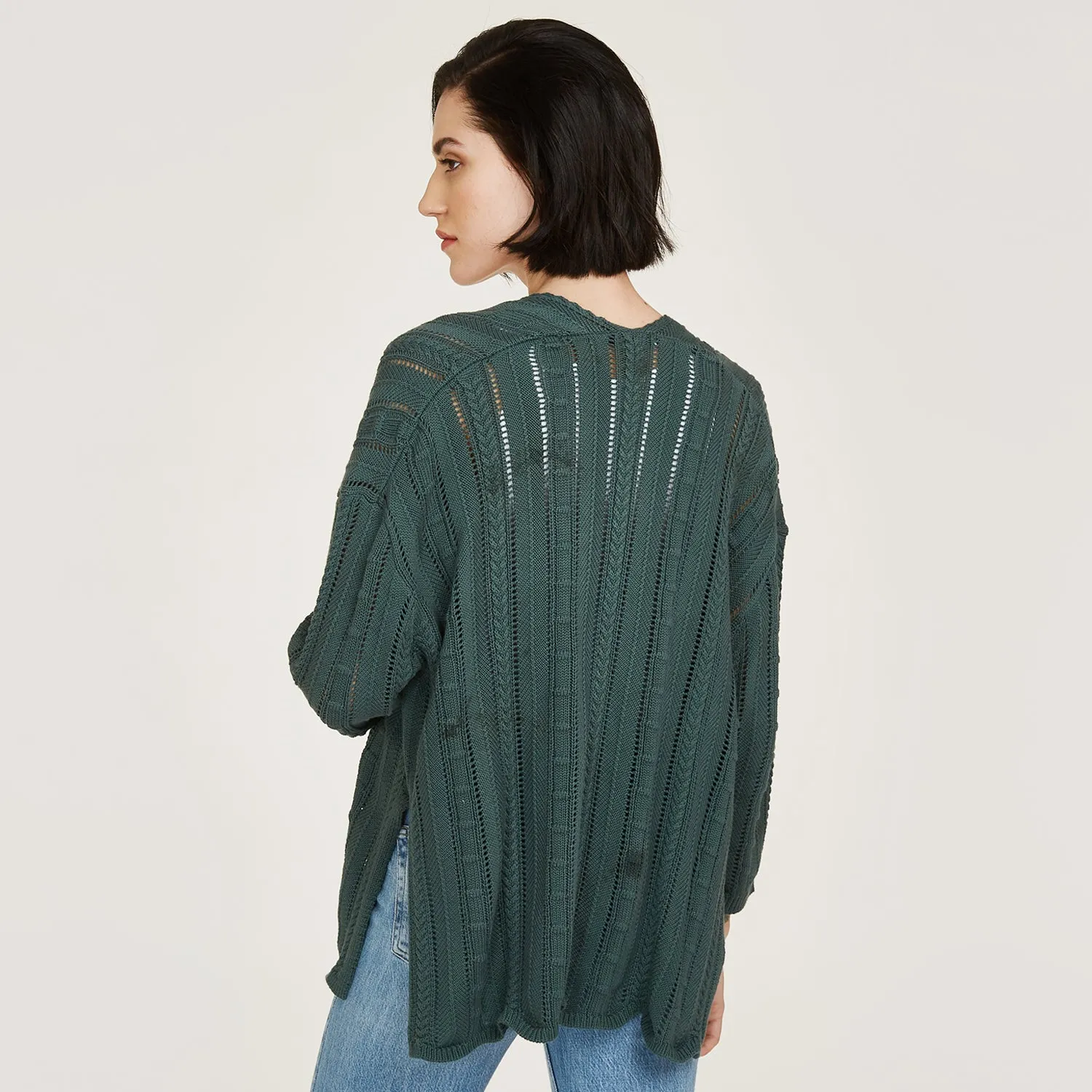 Open Pointelle Duster in Green sold by Autumn Cashmere product image thumbnail 2