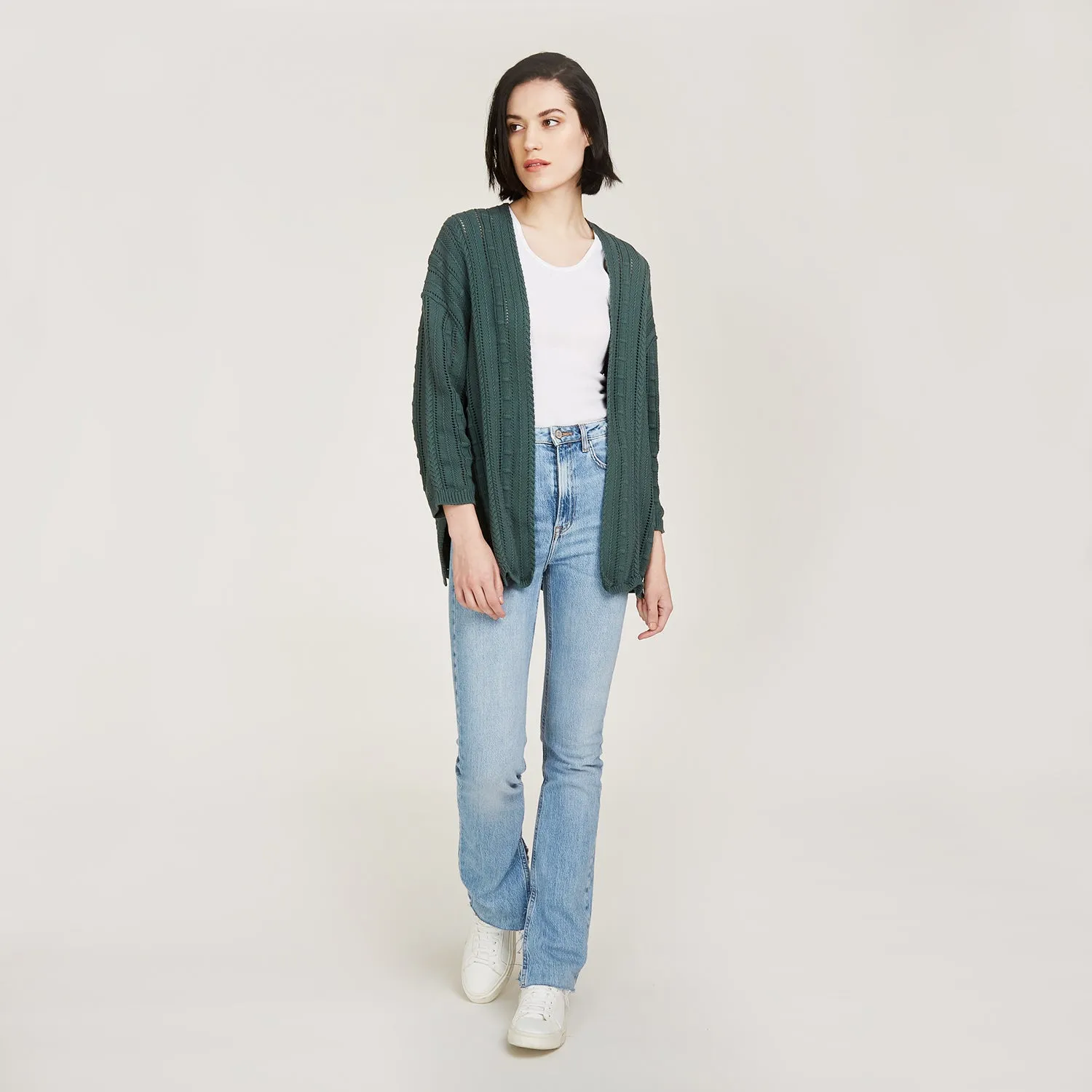 Open Pointelle Duster in Green sold by Autumn Cashmere product image thumbnail 5