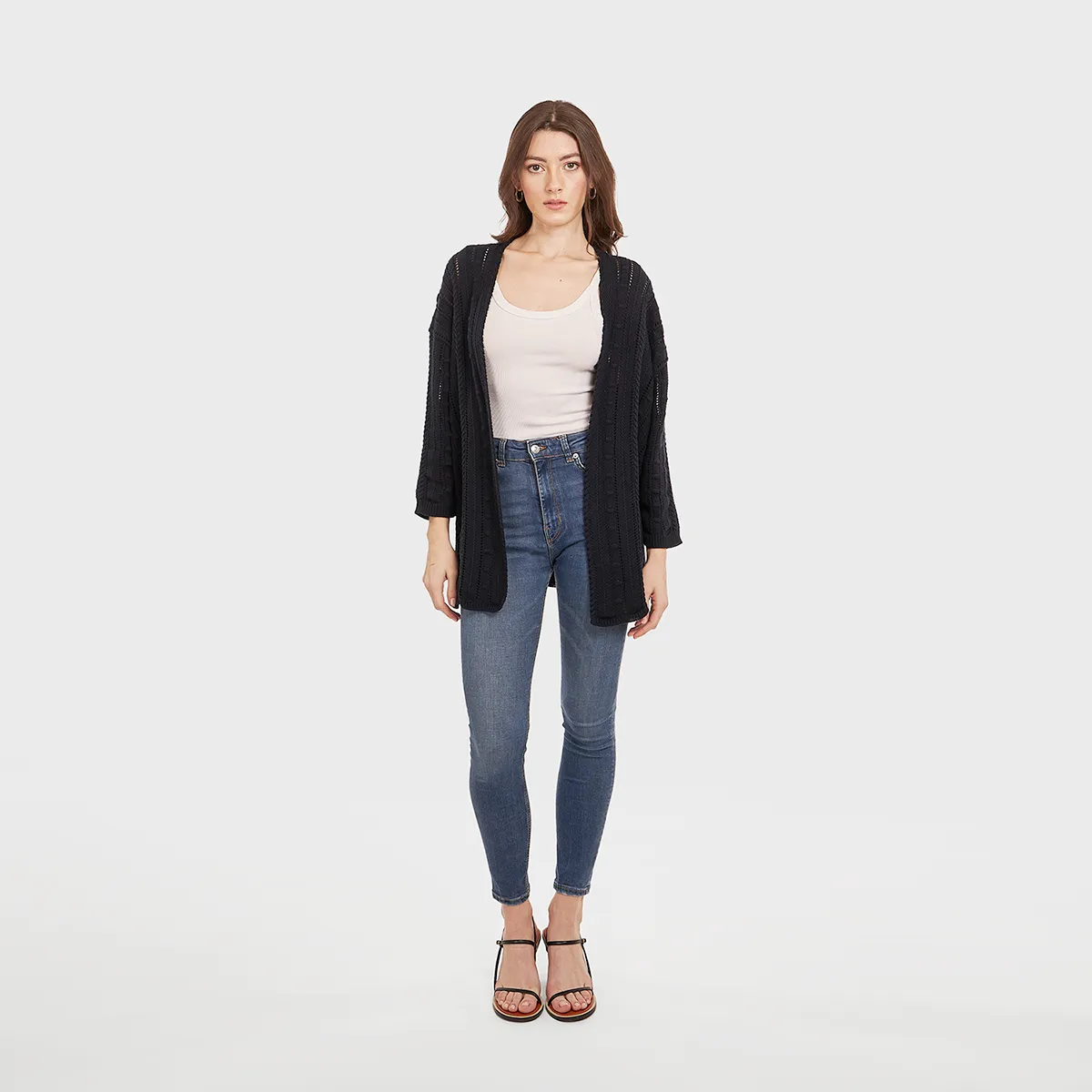 Open Pointelle Duster in Navy Blue sold by Autumn Cashmere product image thumbnail 4