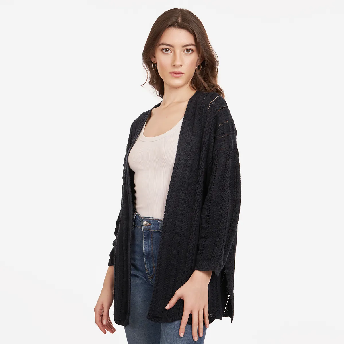 Open Pointelle Duster in Navy Blue sold by Autumn Cashmere product image thumbnail 2