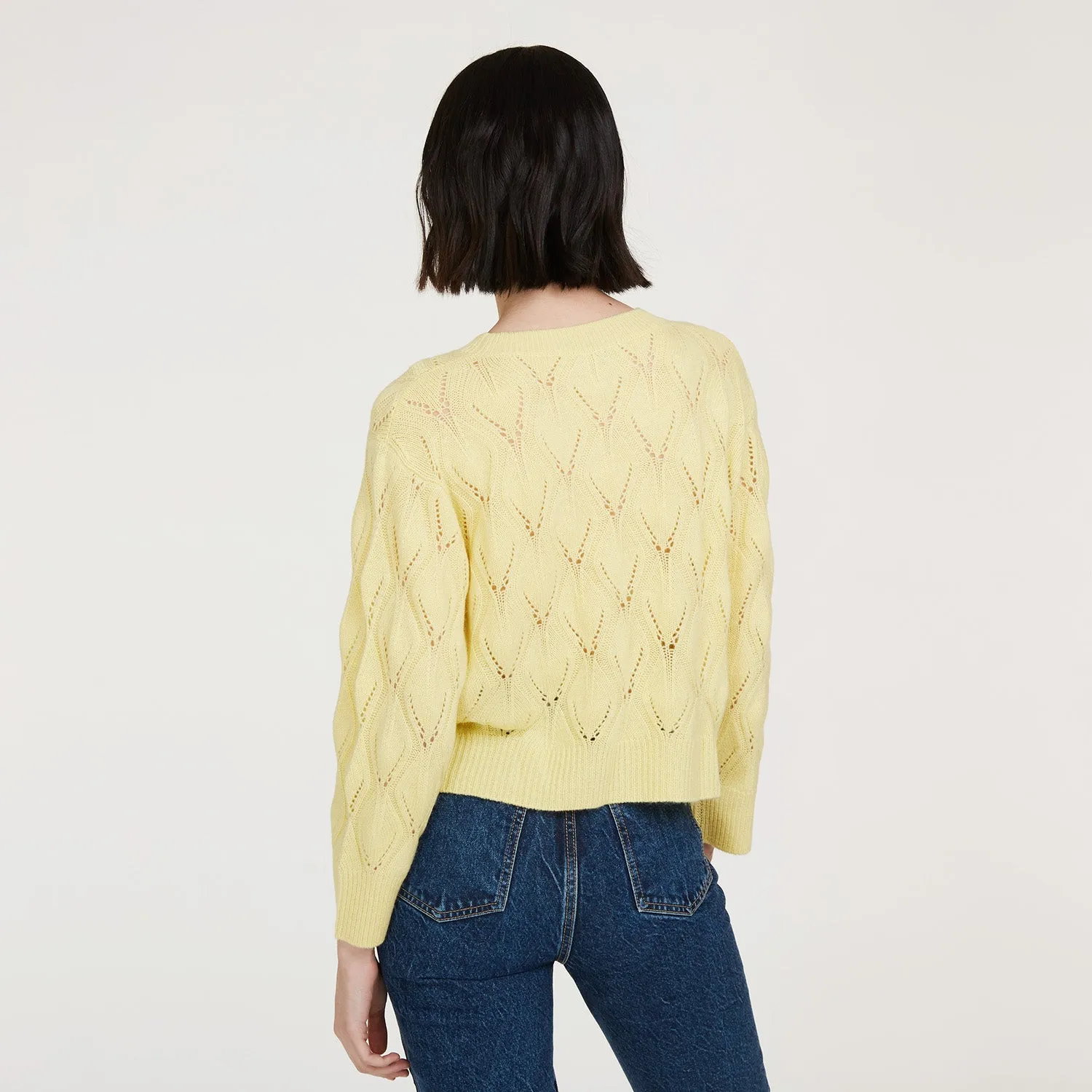 Leaf Pointelle Cropped Boxy Crew in Banana sold by Autumn Cashmere product image thumbnail 4