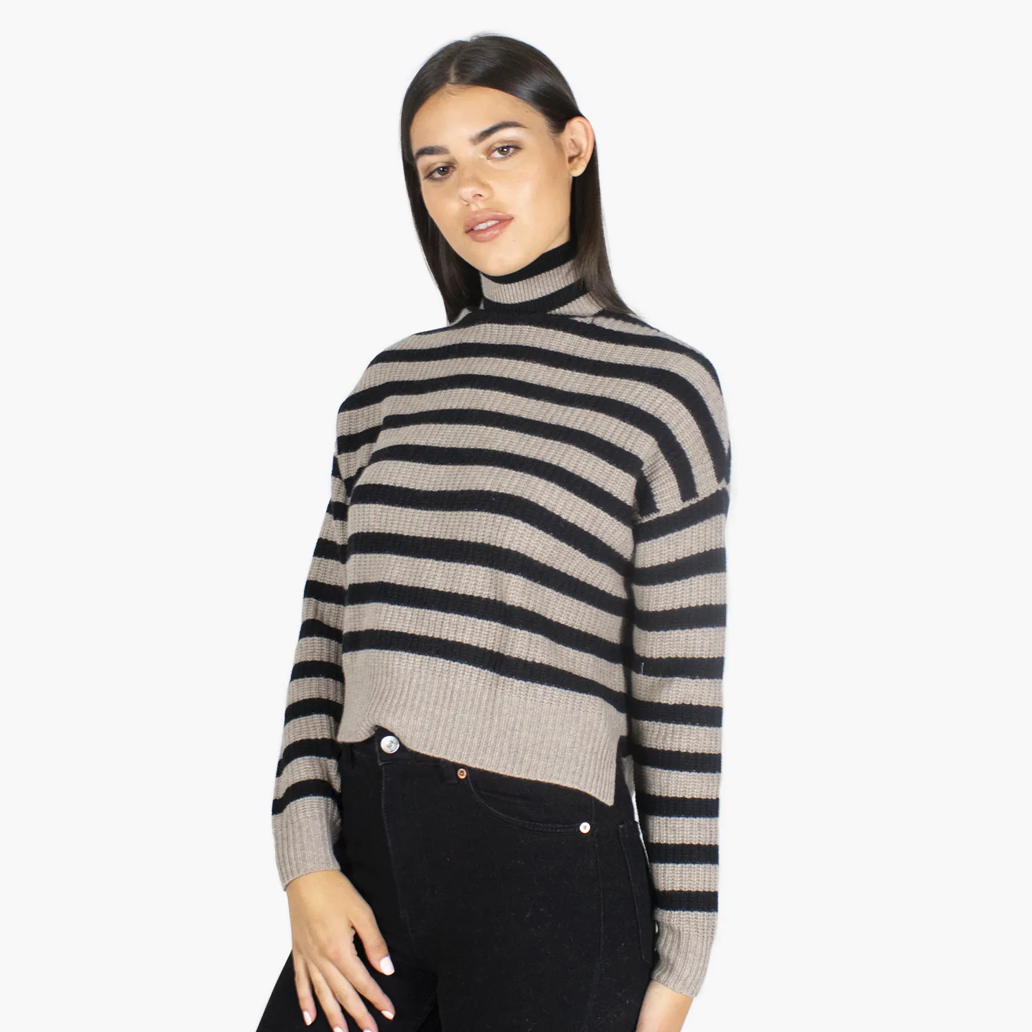 6 Ply Cropped Striped Shaker Mock sold by Autumn Cashmere product image thumbnail 2