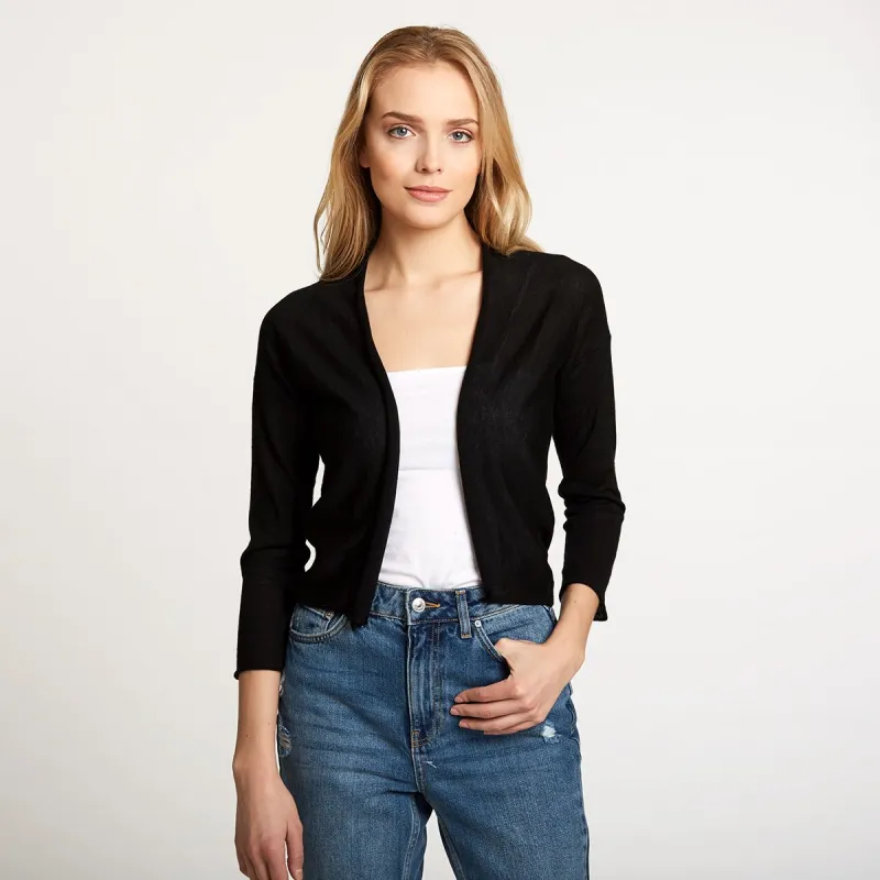 Easy Crop Cardigan in Coal sold by Autumn Cashmere