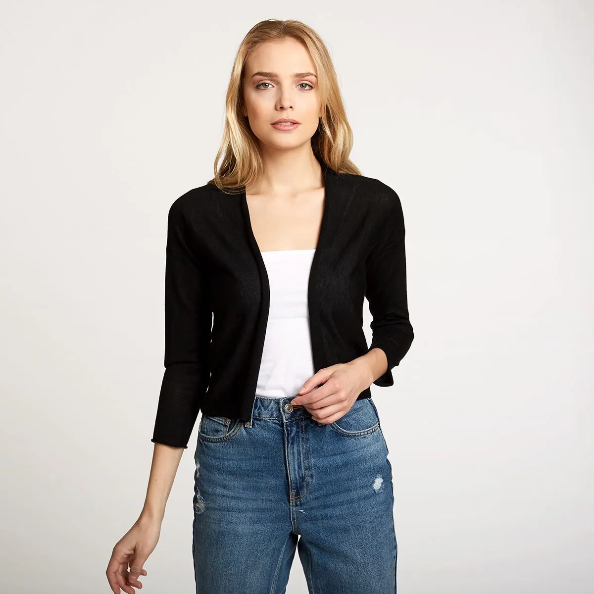 Easy Crop Cardigan in Coal sold by Autumn Cashmere product image thumbnail 3