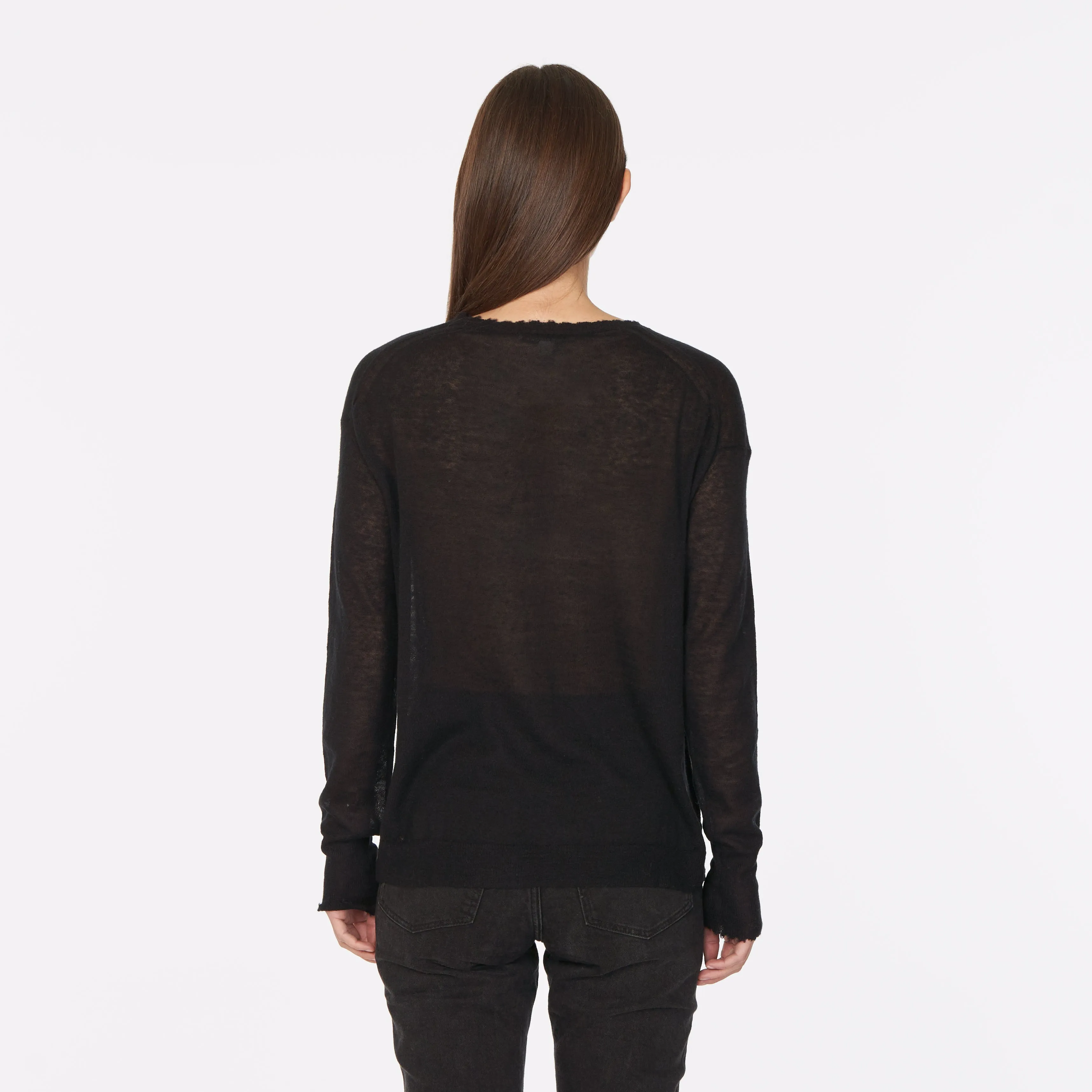 Distressed Sheer Crew in Black sold by Autumn Cashmere product image thumbnail 3
